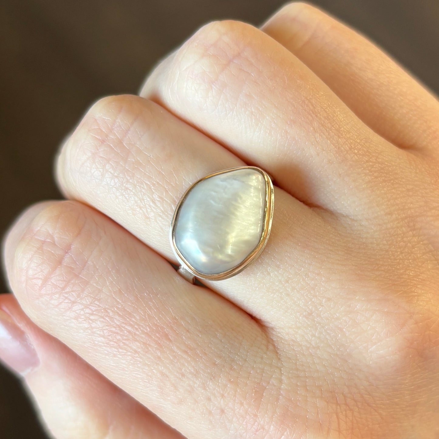 Sterling & 14K Gold Cultured Pearl Ring