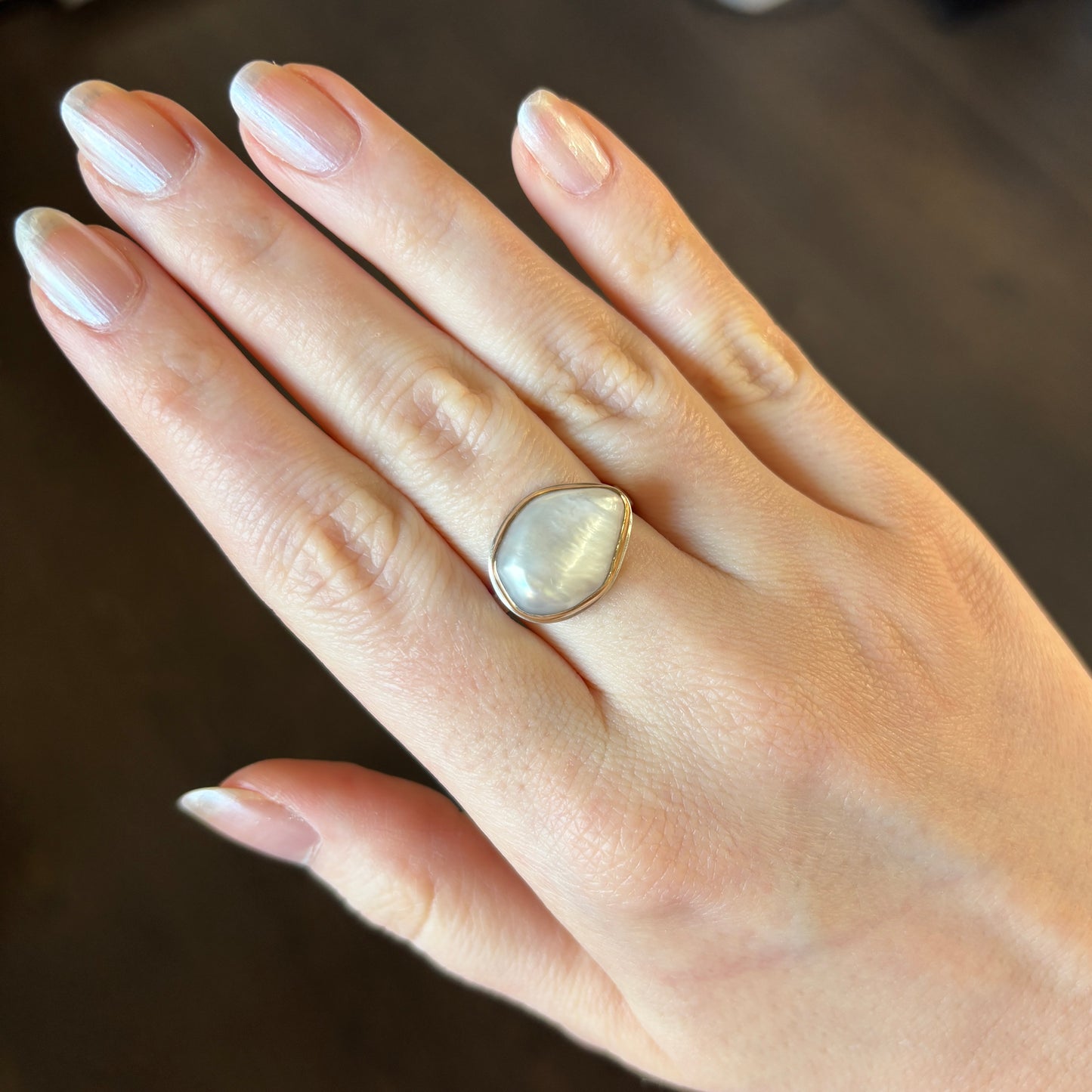 Sterling & 14K Gold Cultured Pearl Ring