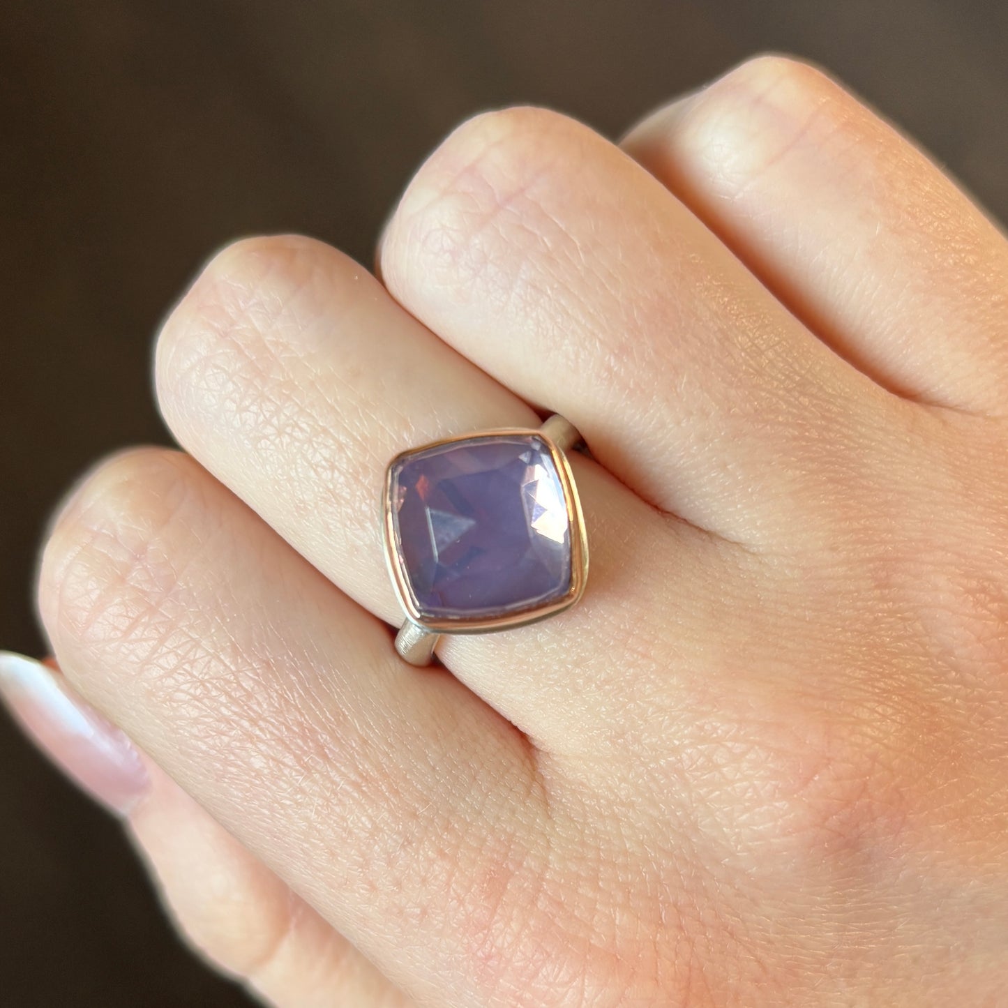 Sterling & 14K Rose Gold Lavender Amethyst Ring