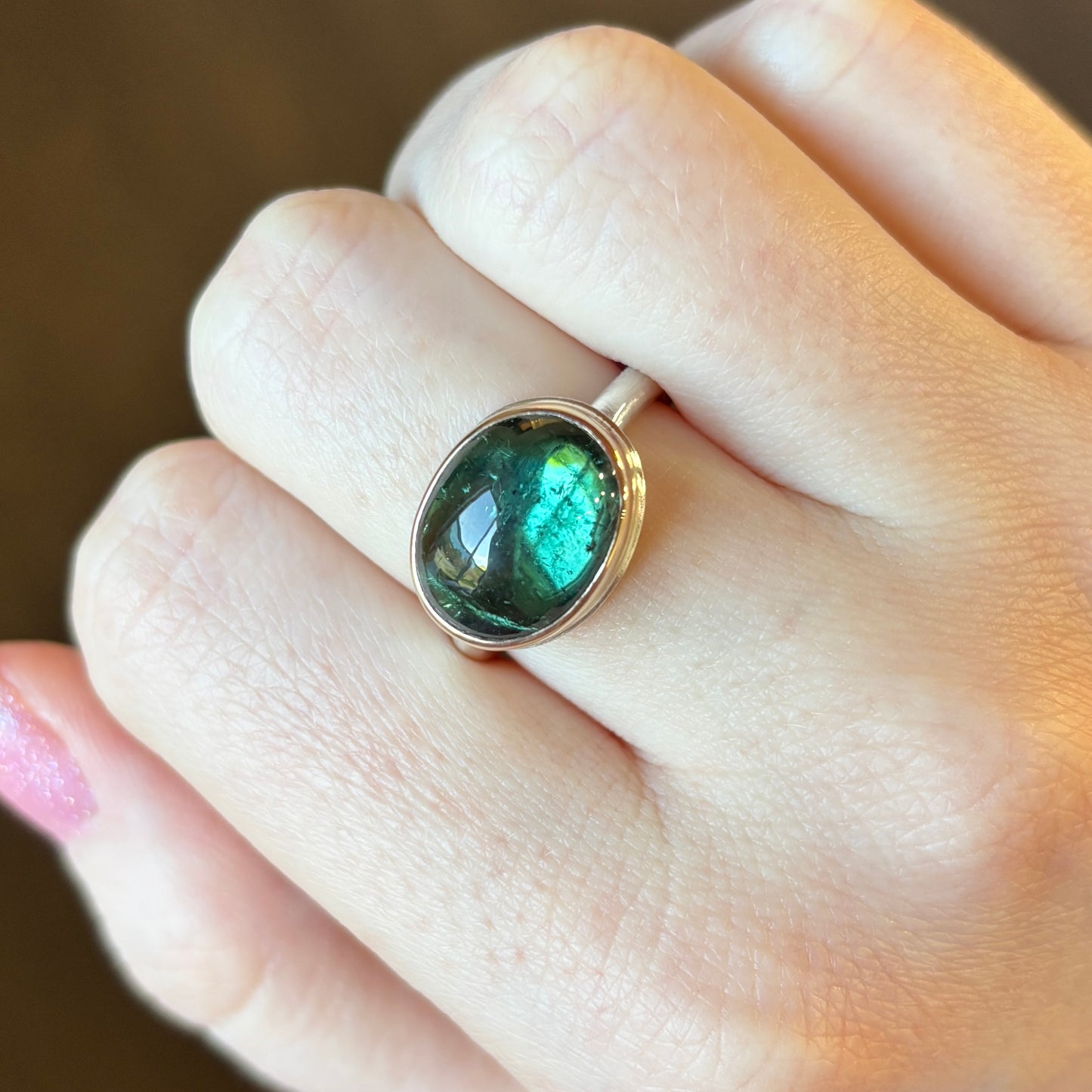 Sterling & 14K Gold Indicolite Ring