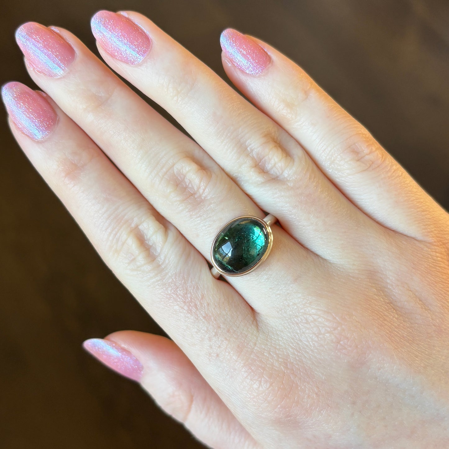Sterling & 14K Gold Indicolite Ring