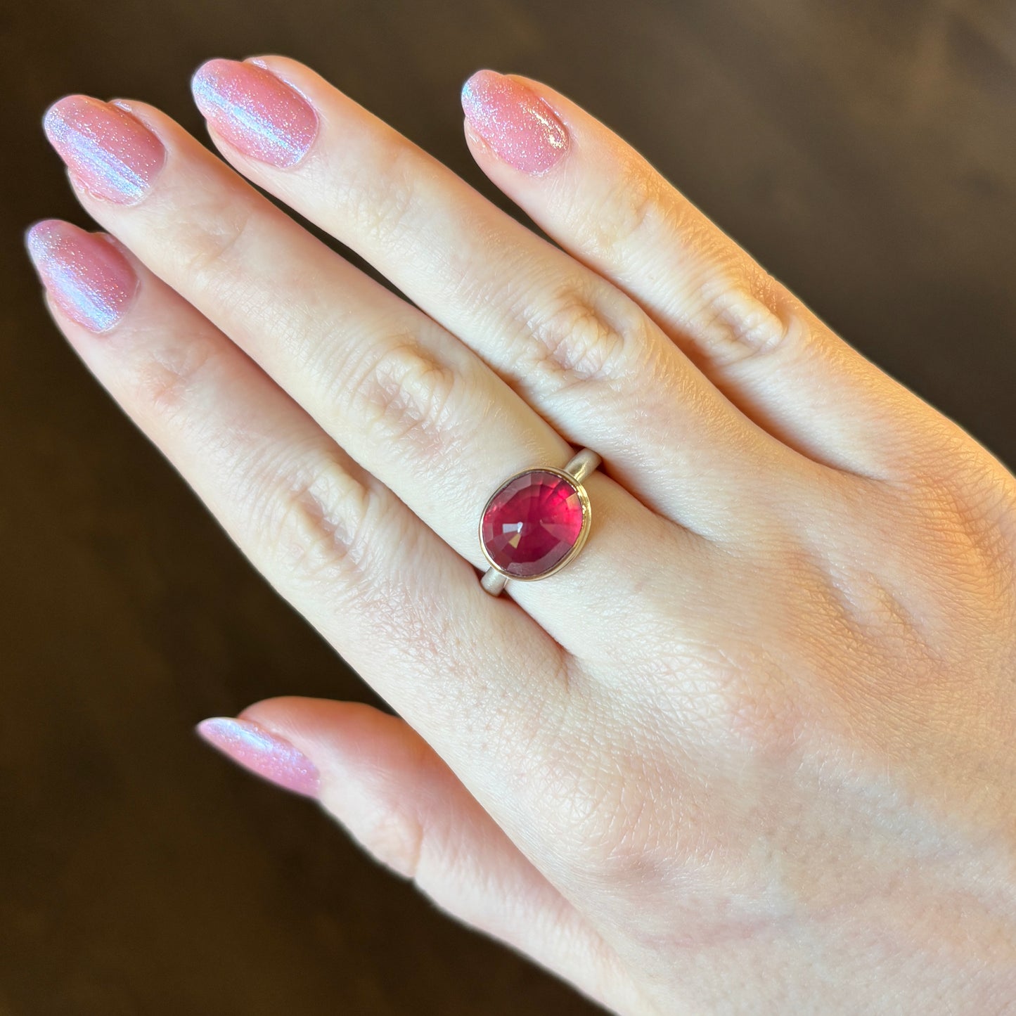 Sterling & 14K Gold African Ruby Ring