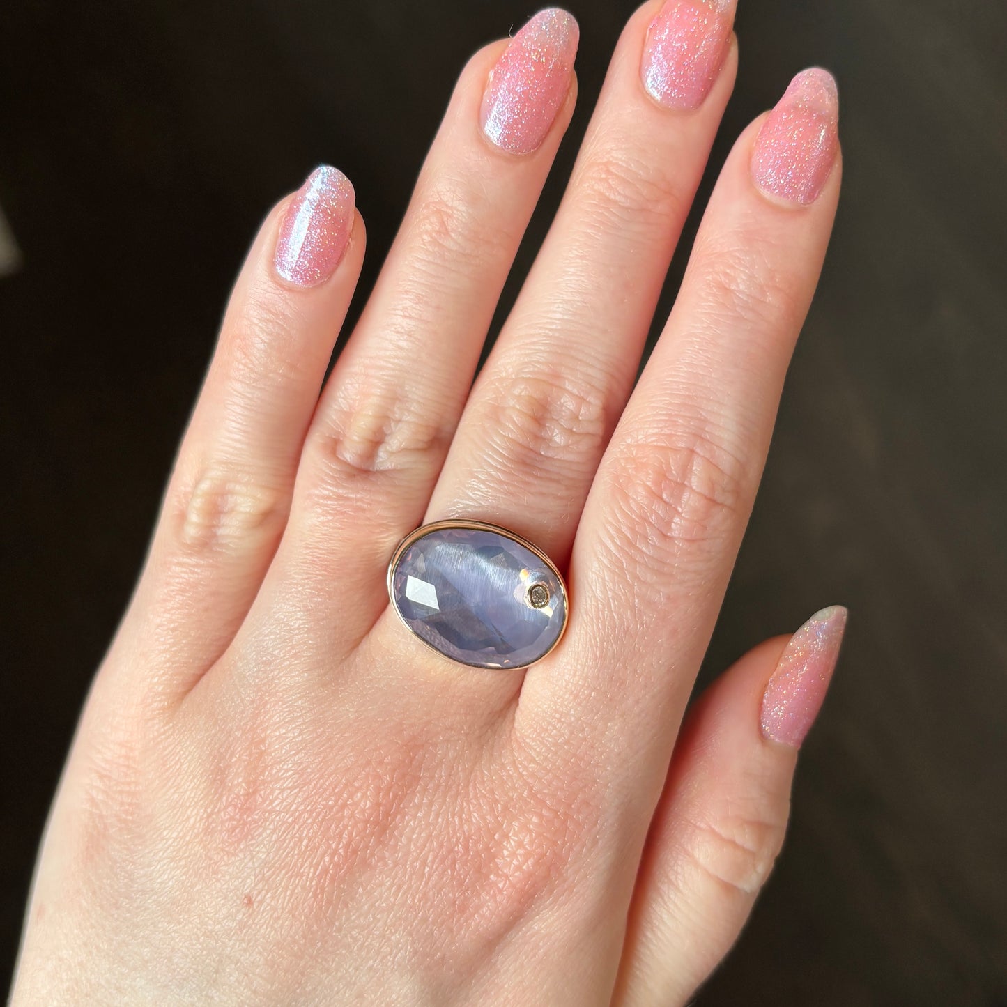 Sterling & 14K Gold Lavender Amethyst & Diamond Ring