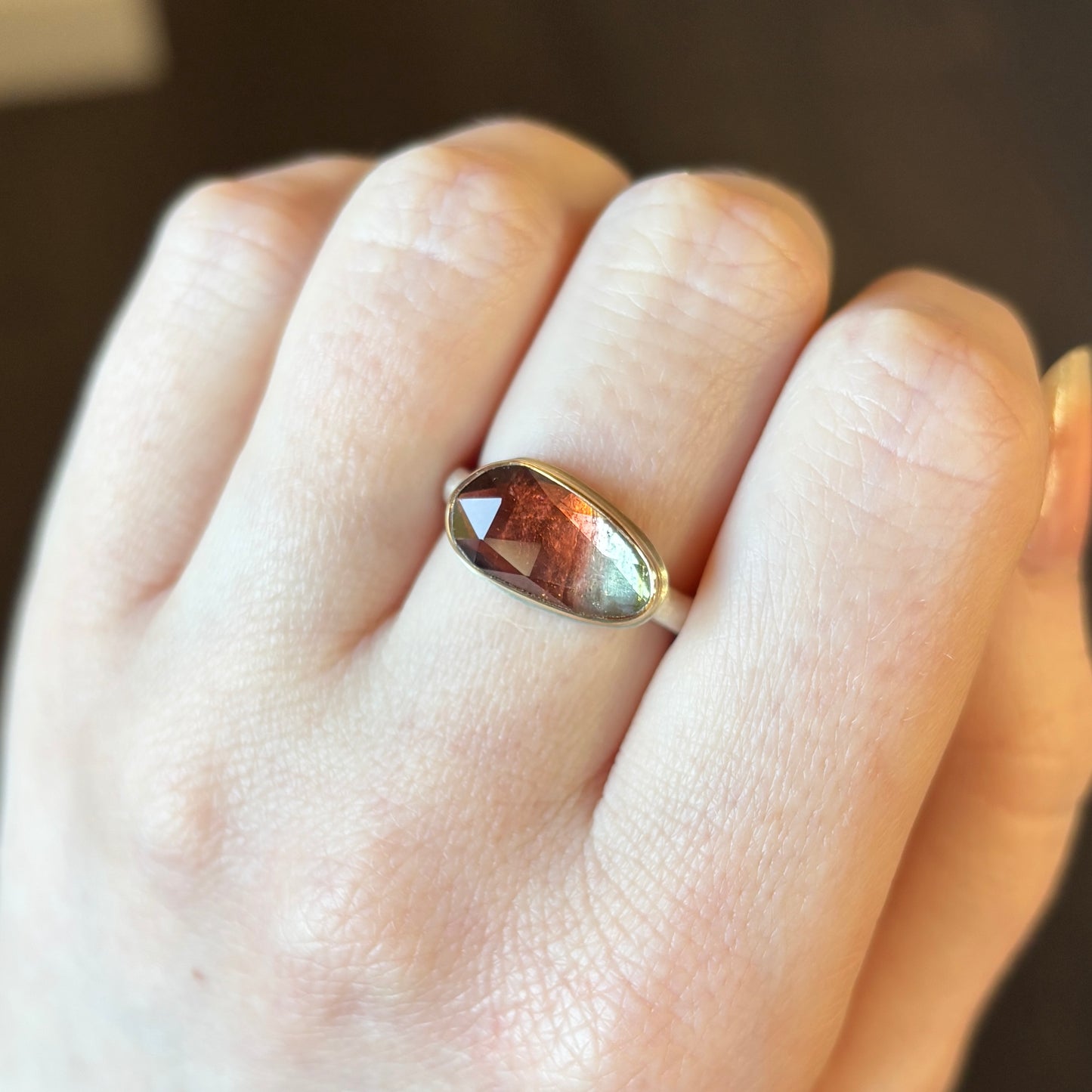 Sterling & 14K Gold Watermelon Tourmaline Ring