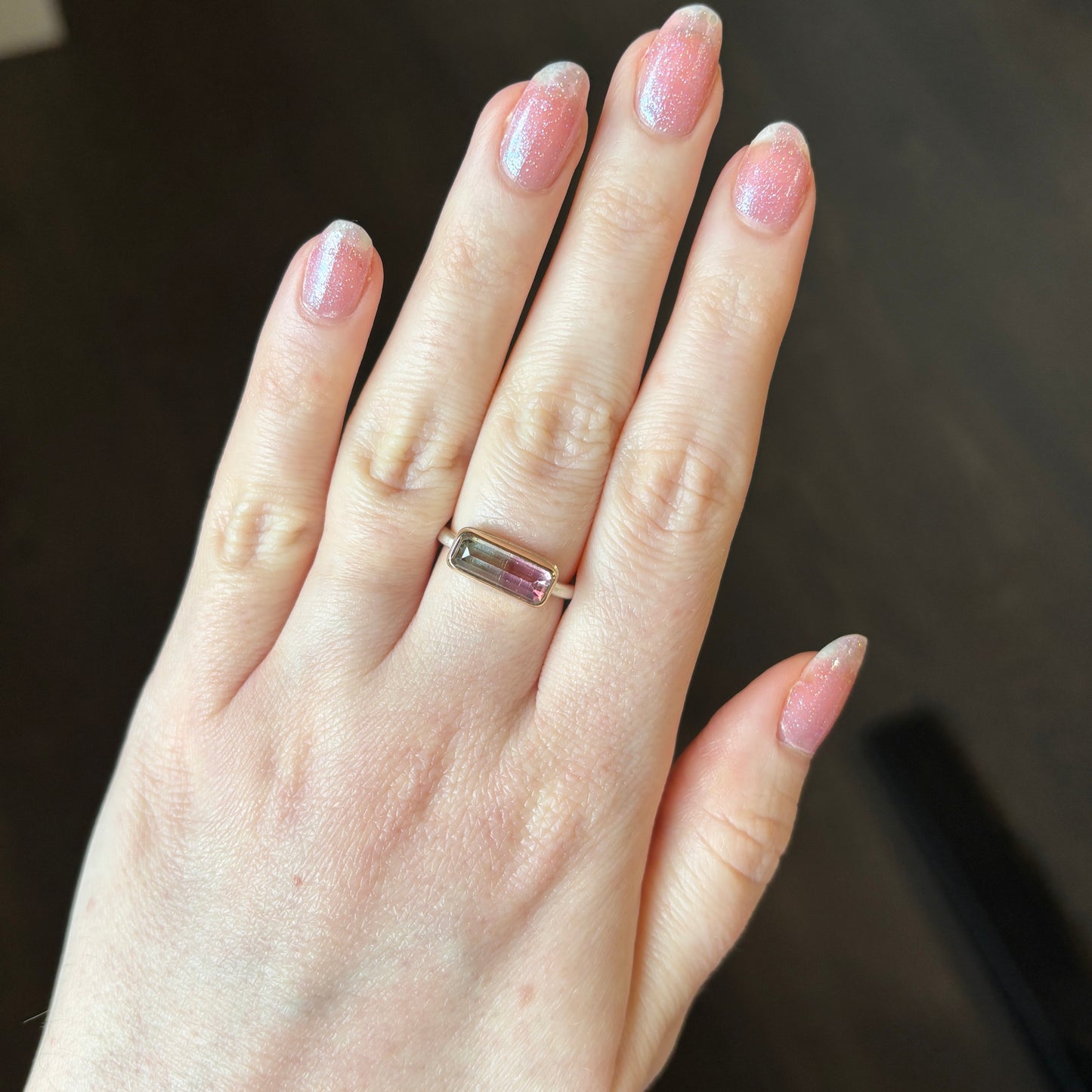 Sterling & 14K Gold Watermelon Tourmaline Ring