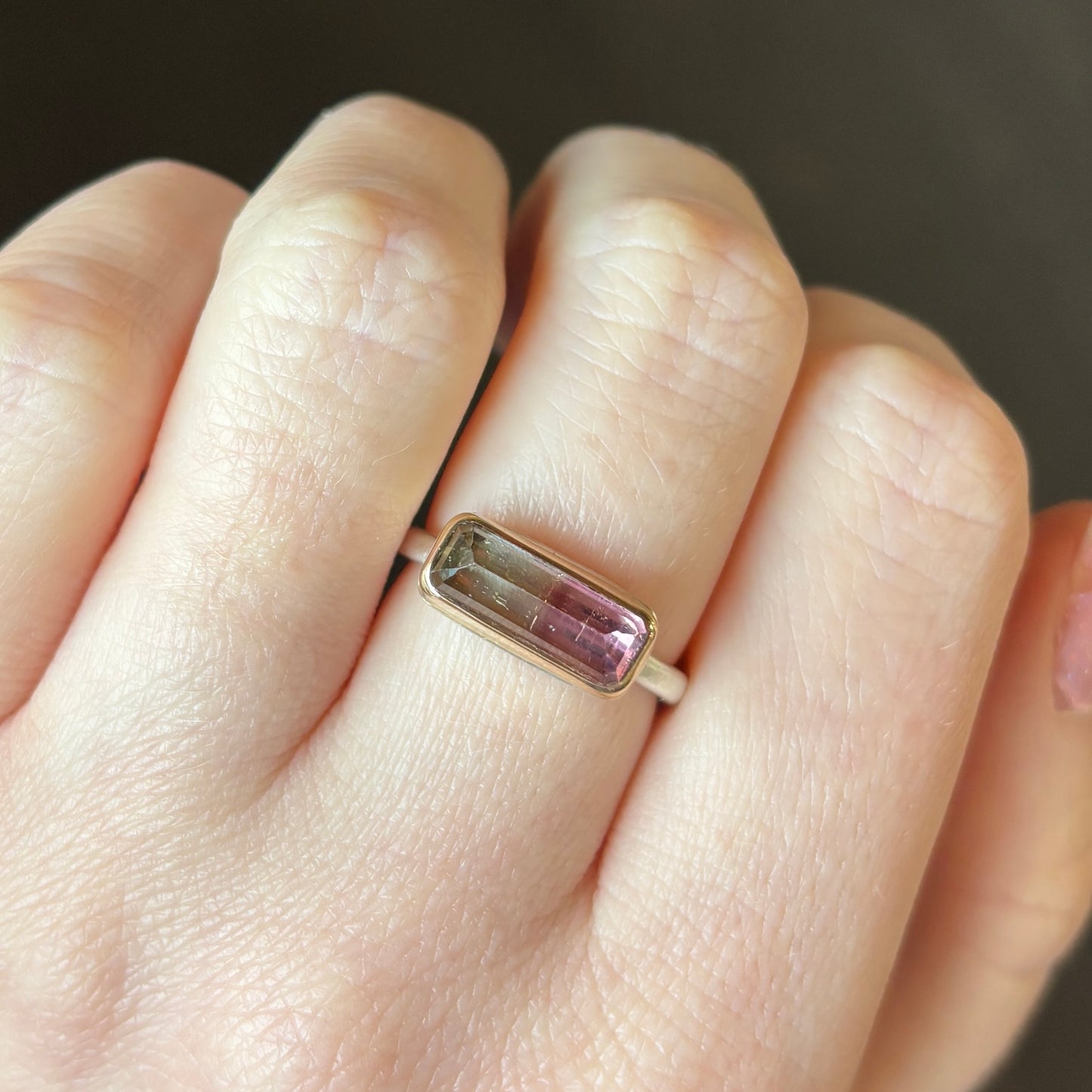 Sterling & 14K Gold Watermelon Tourmaline Ring