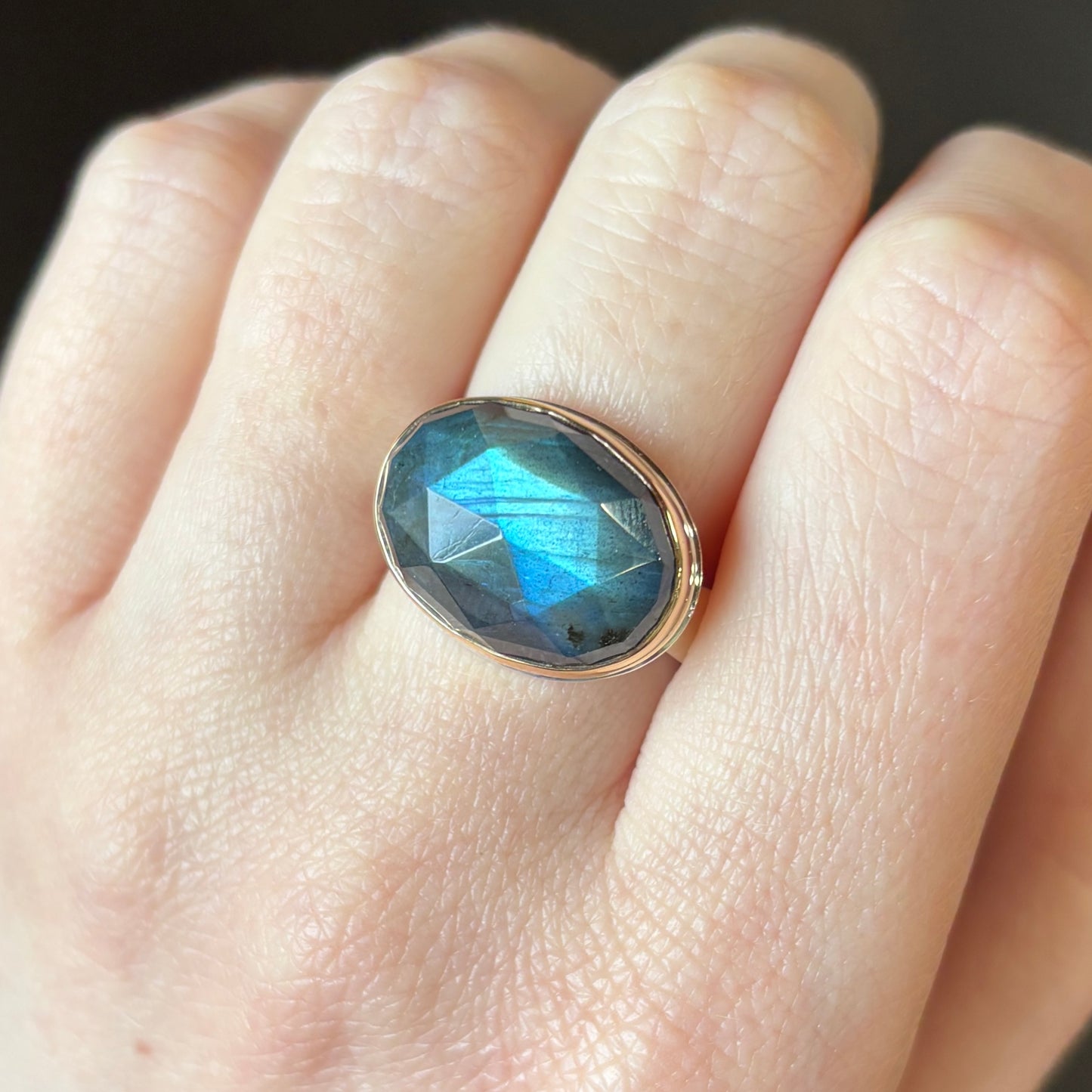 Sterling & 14K Gold Oval Labradorite Ring