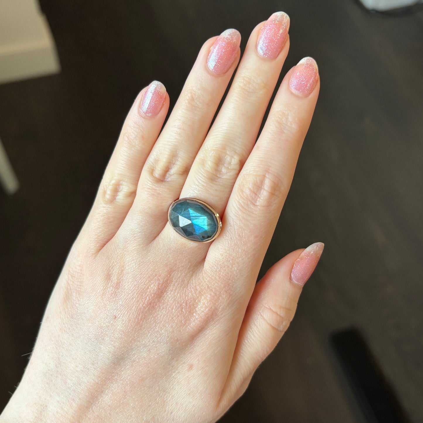 Sterling & 14K Gold Oval Labradorite Ring