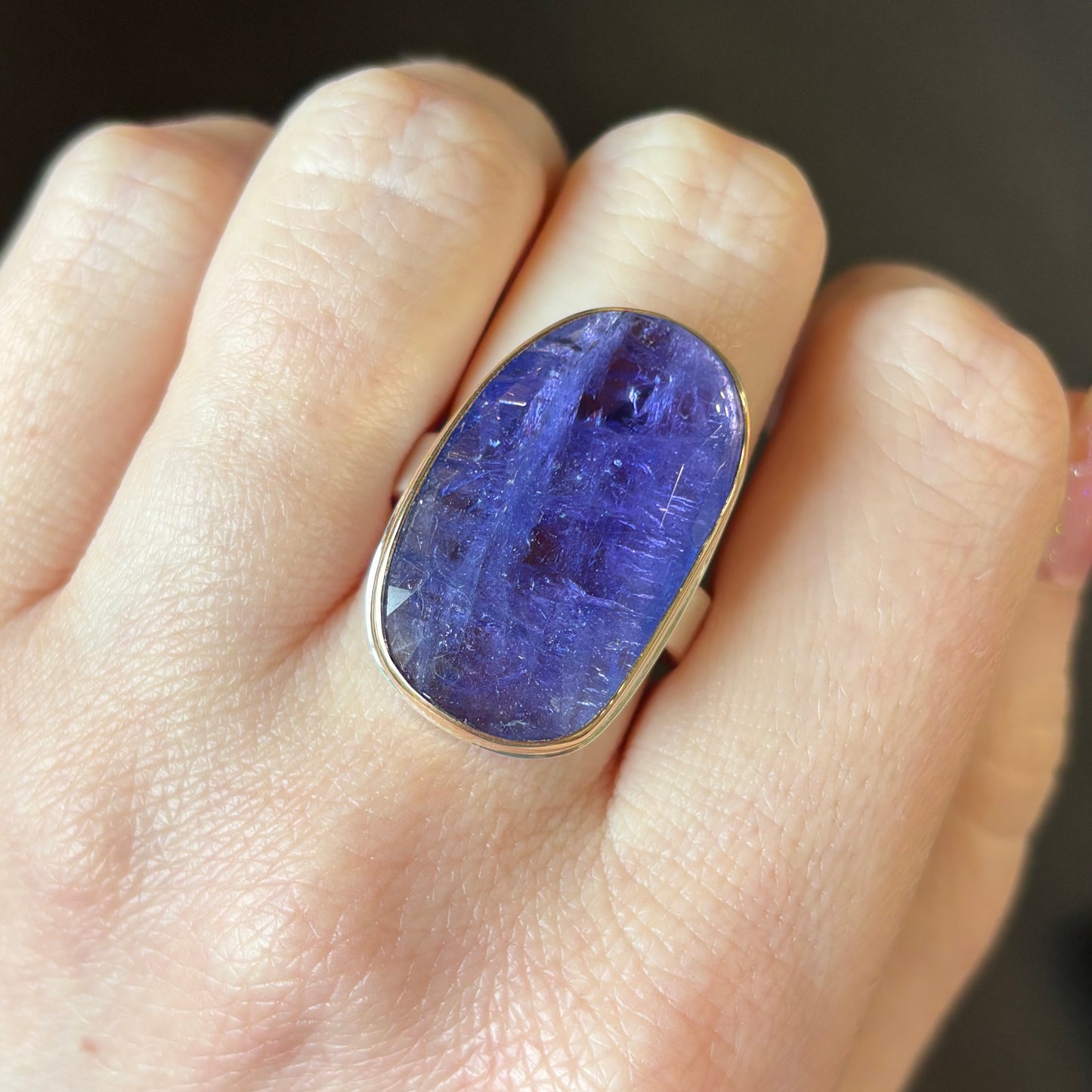 Sterling & 14K Gold Large Tanzanite Ring