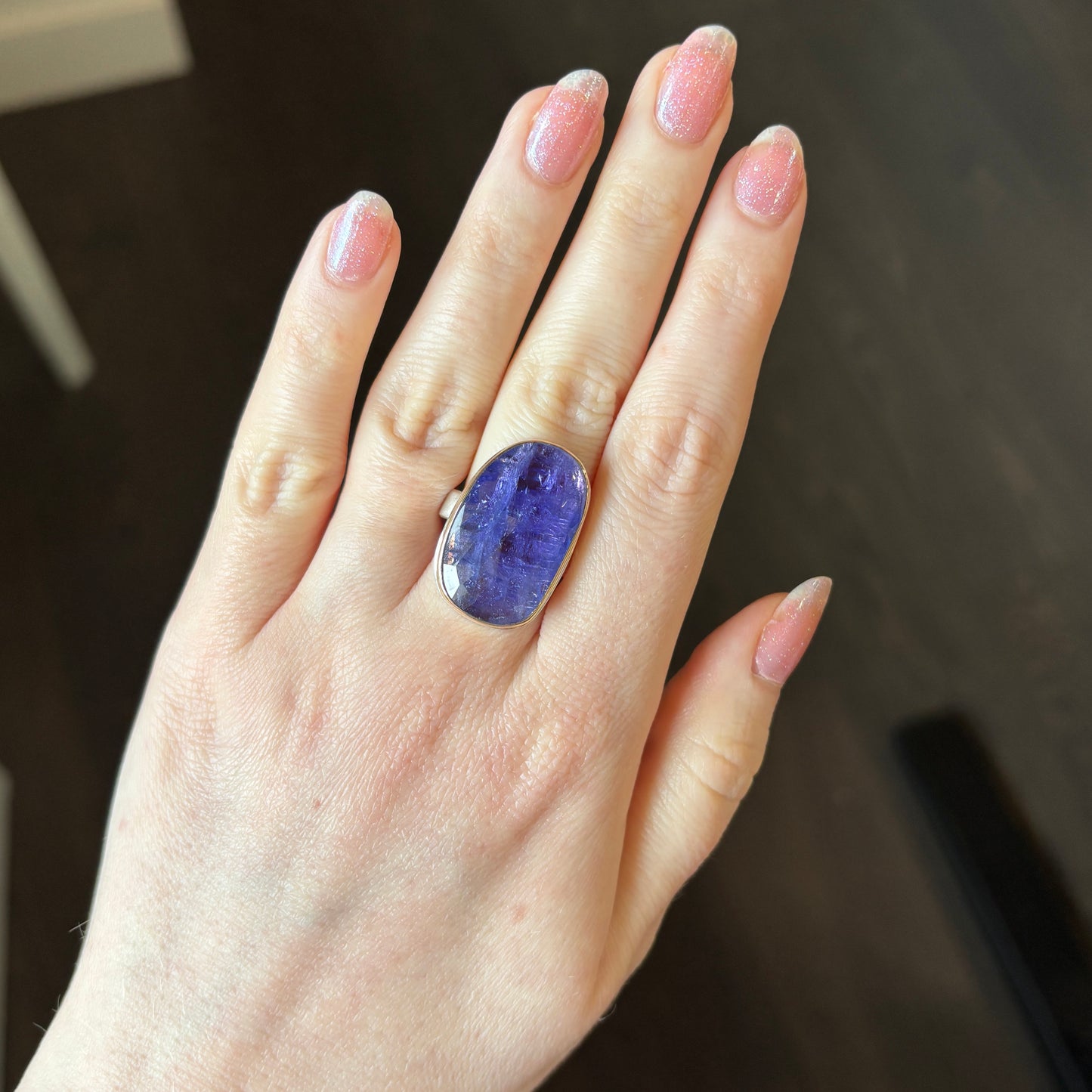 Sterling & 14K Gold Large Tanzanite Ring