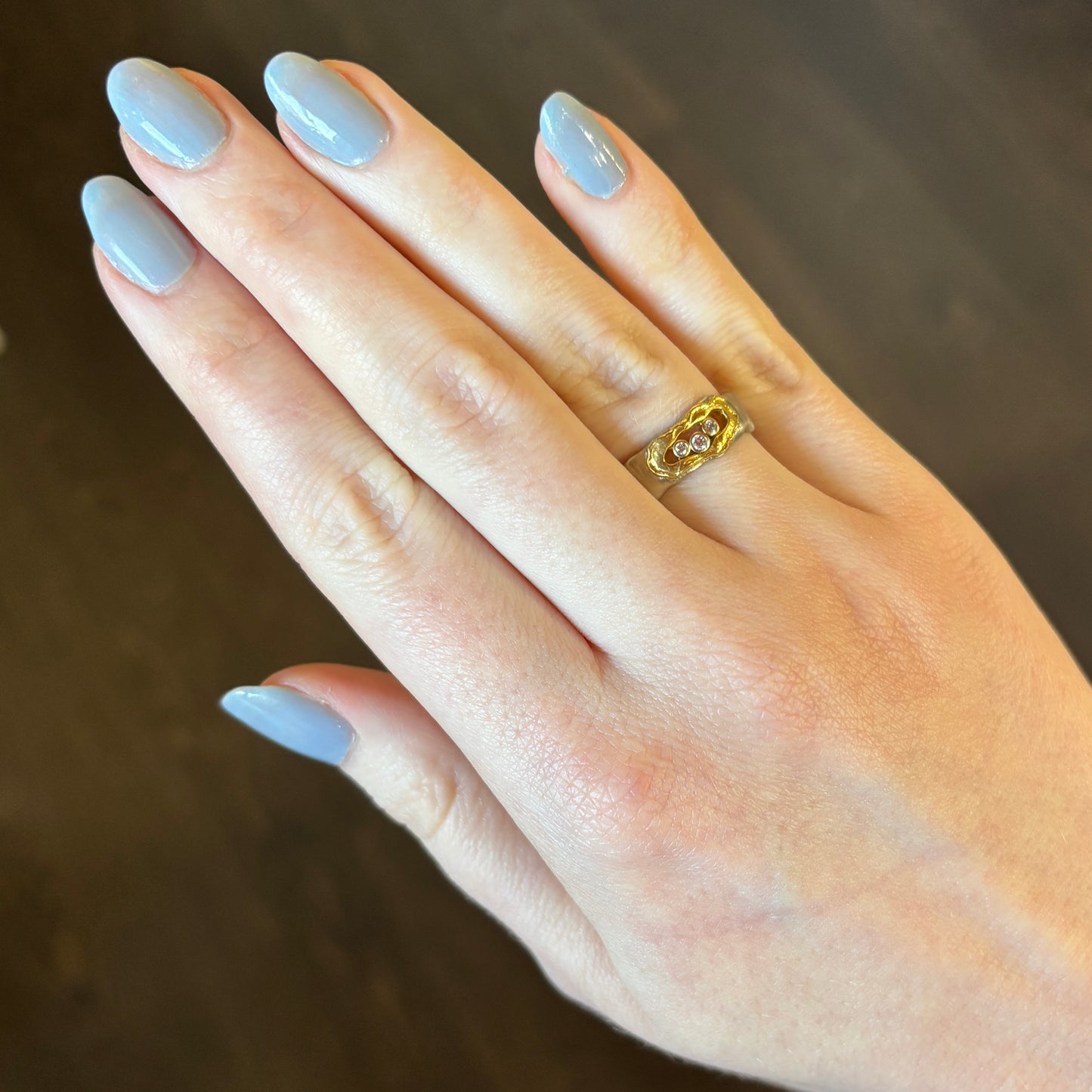 14k & 22k Gold Triple Diamond Ring
