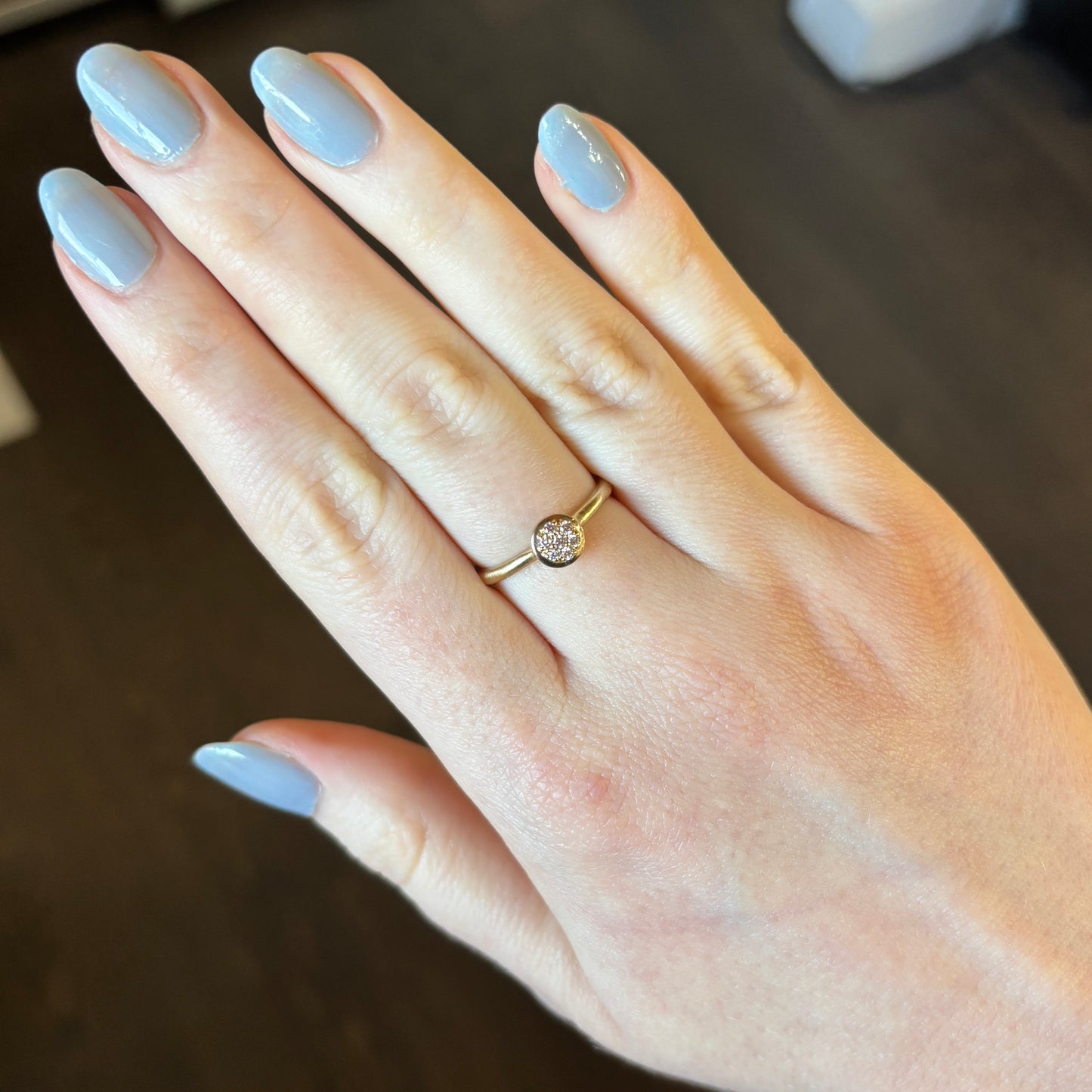 14ky Small Round Pave Diamond Ring