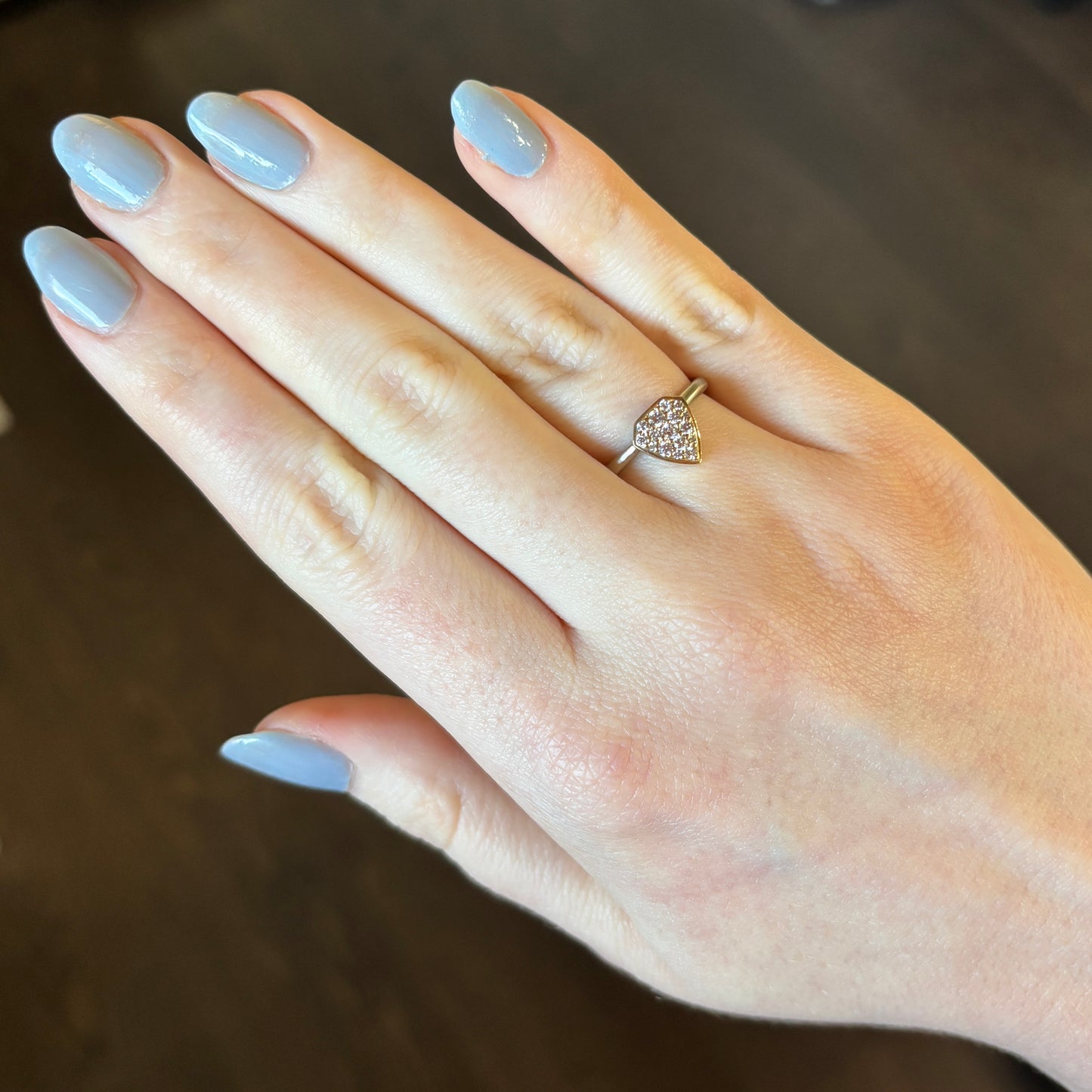 14ky Gold Shield Pave Diamond Ring