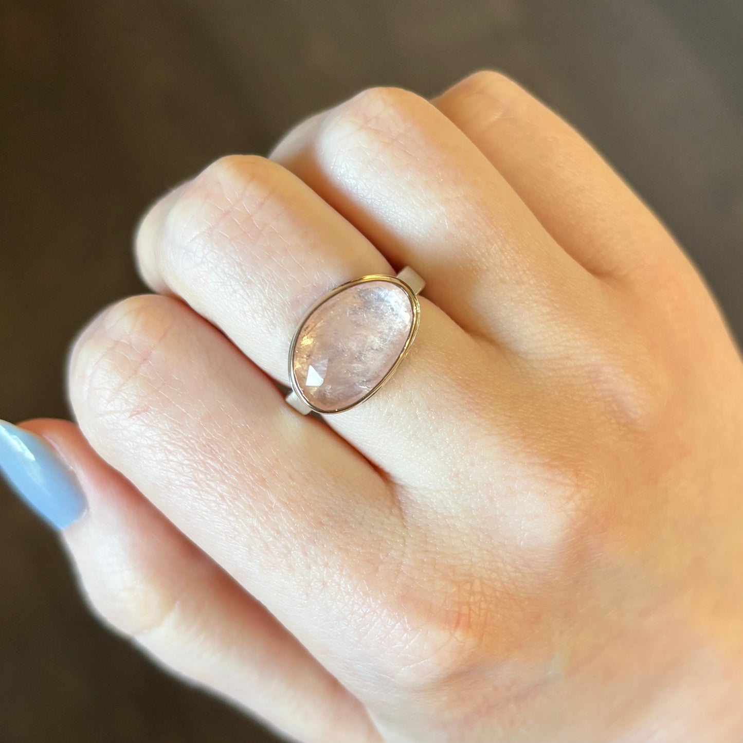 Sterling & 14K Gold Asymmetrical Morganite Ring