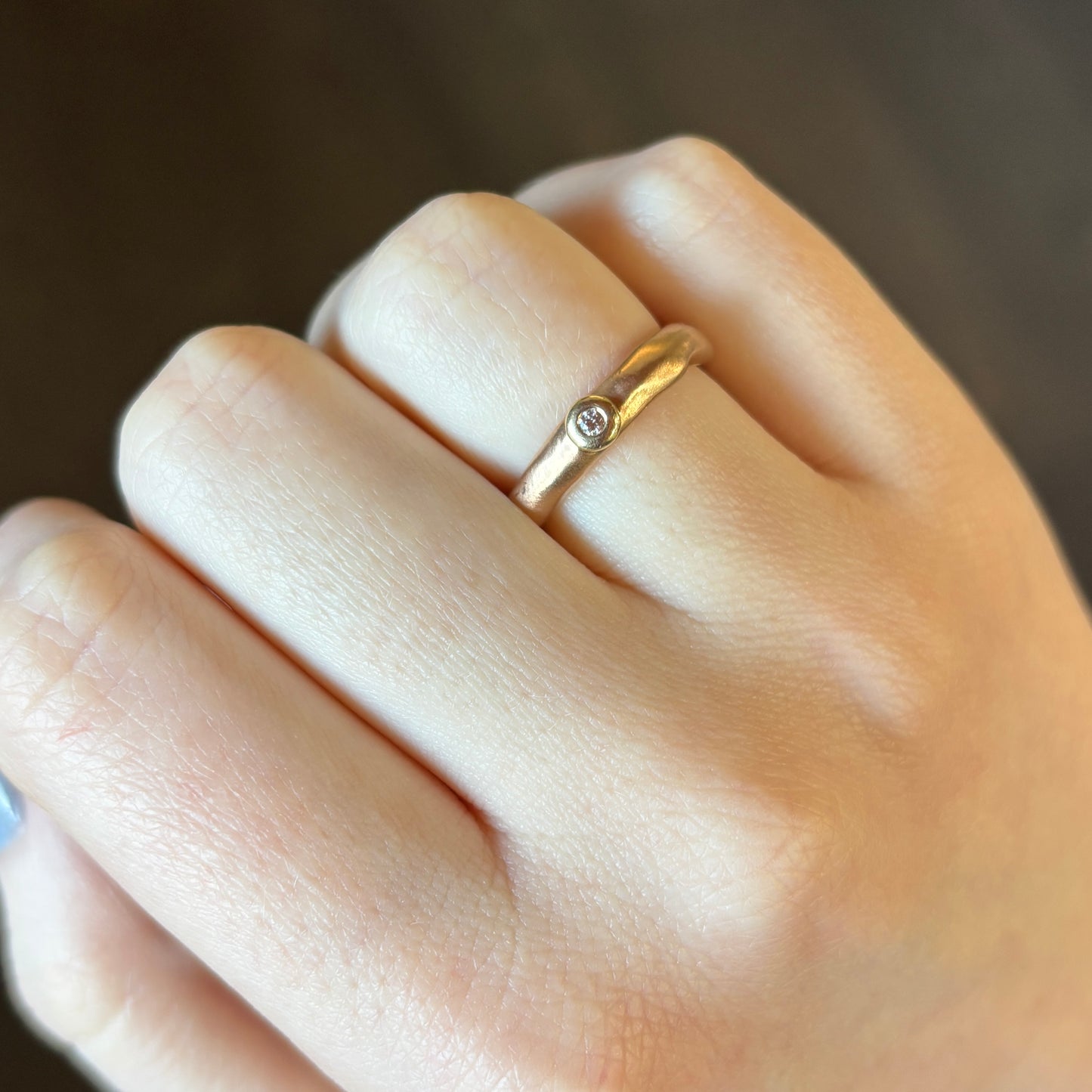 Archival 14k Rose Gold Sculpted Solitaire Diamond Ring