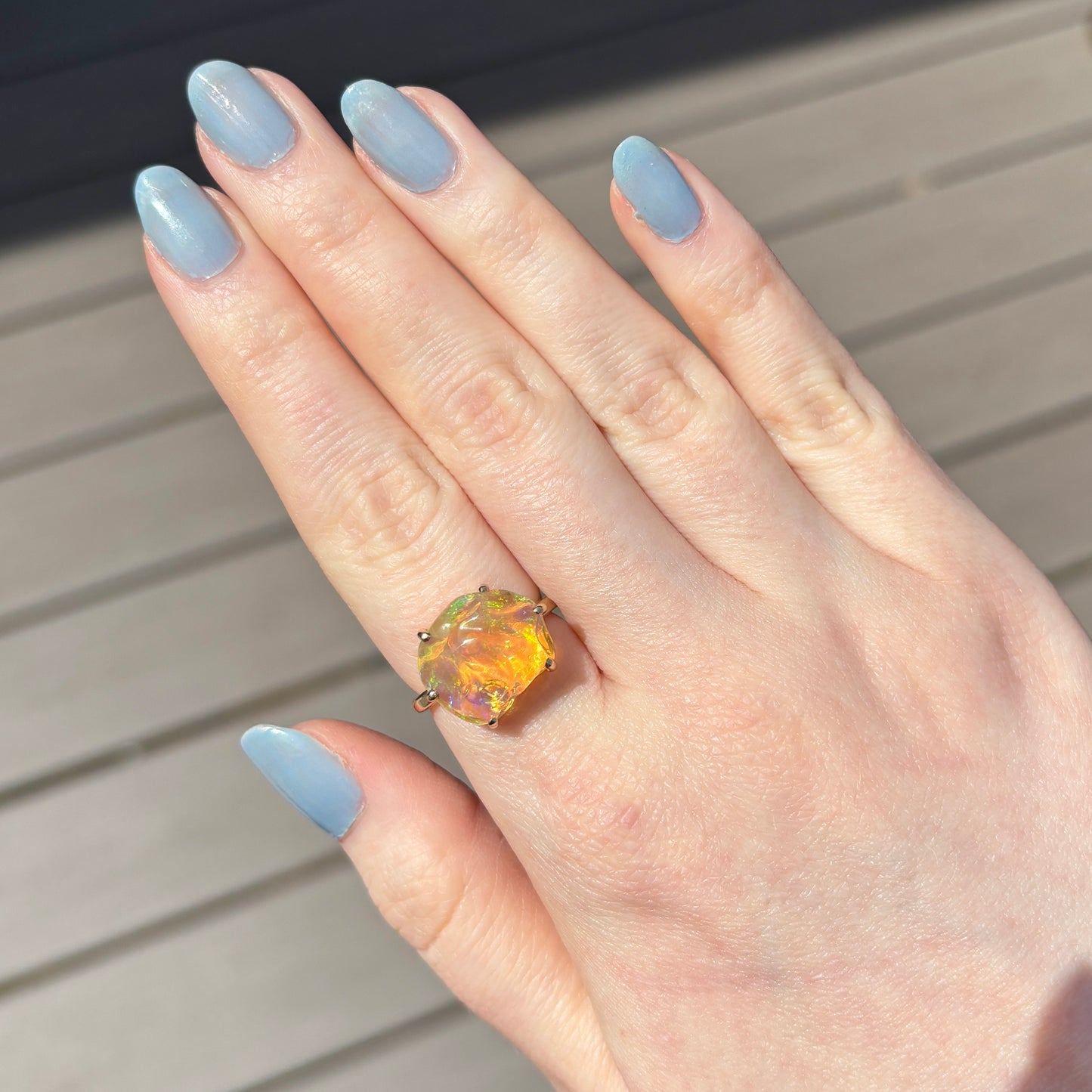 14K Gold Mexican Fire Opal Multi-Prong Ring