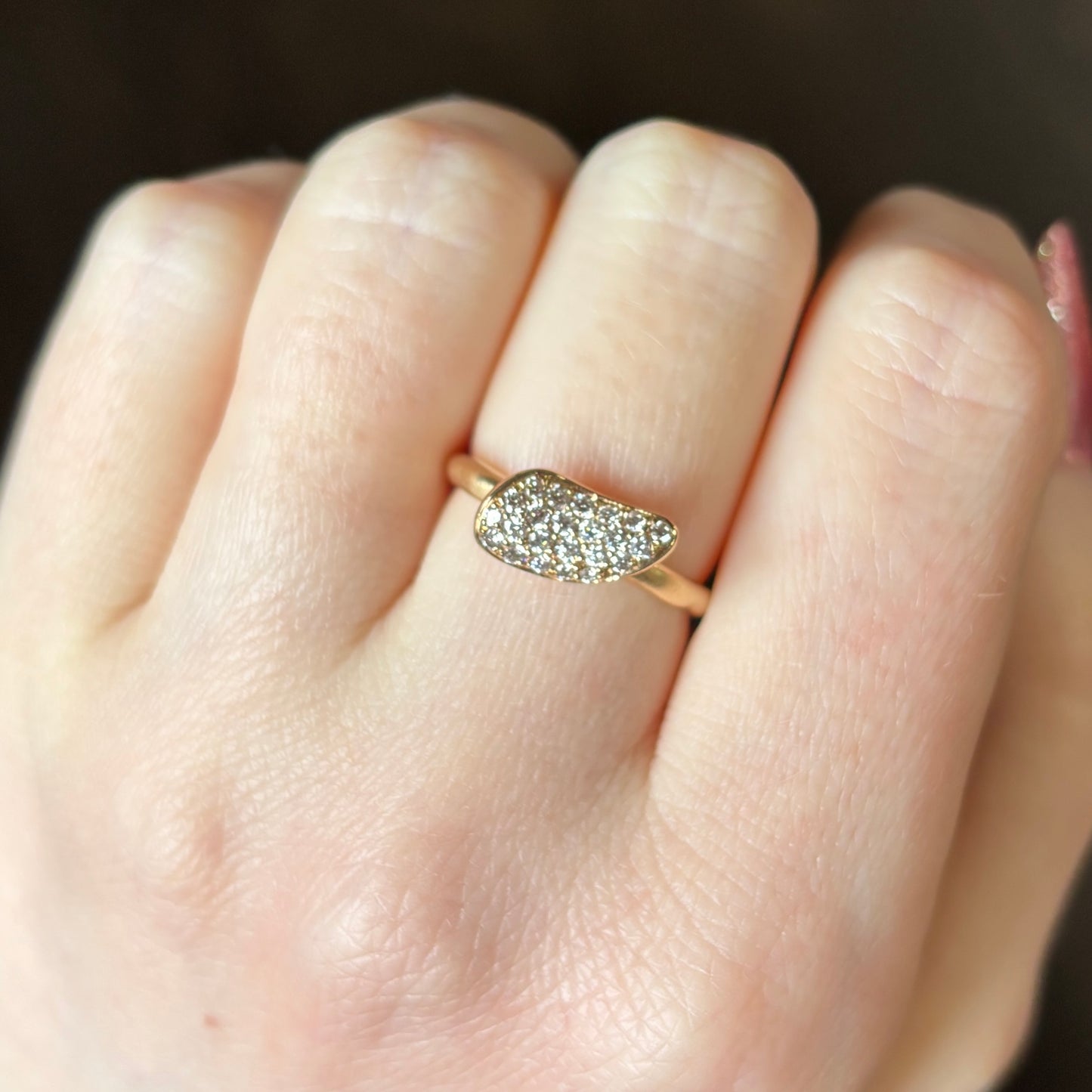 14k Gold Wave Pave Diamond Ring