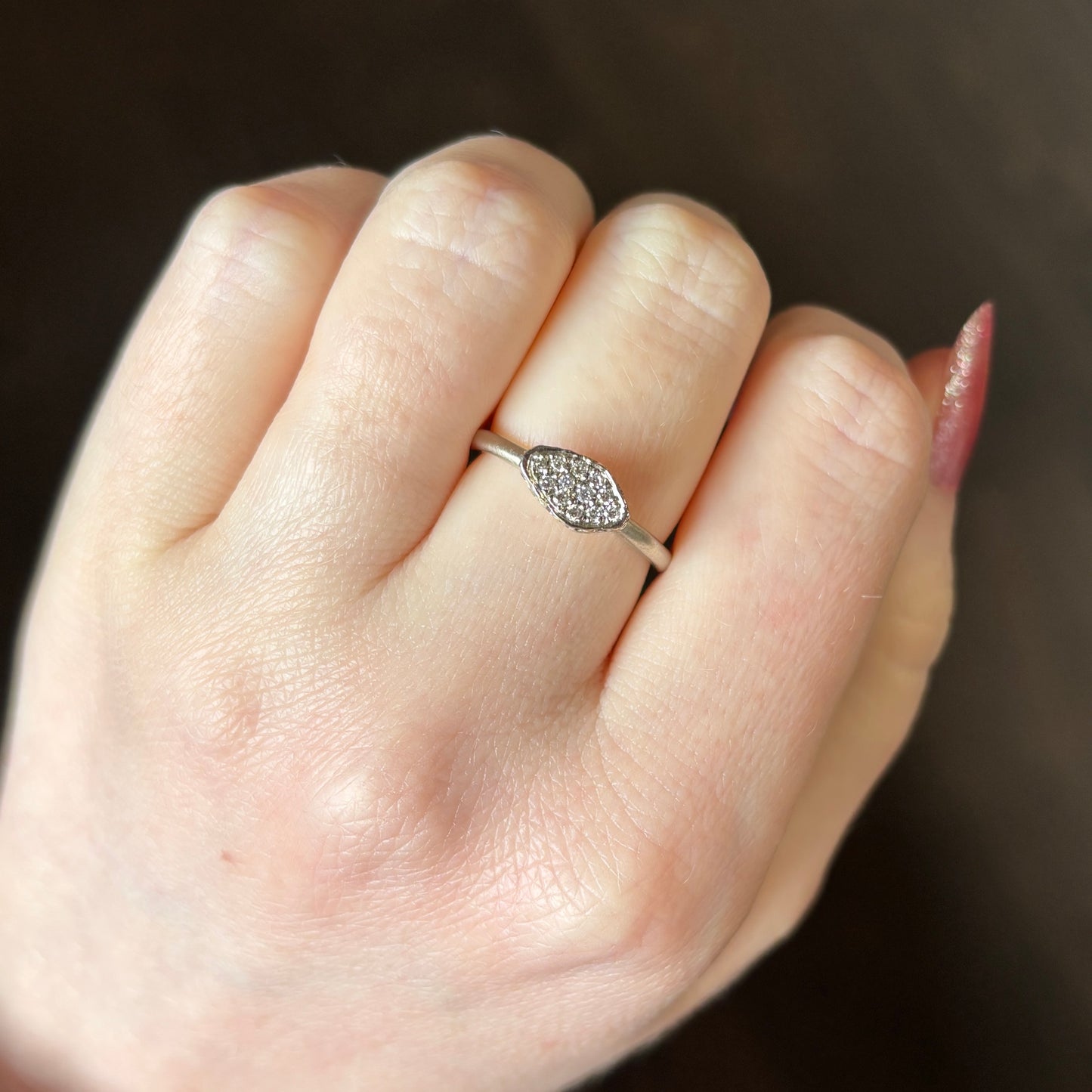 14k White Gold Lava Pave Diamond Ring