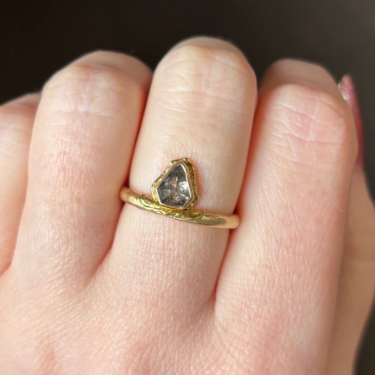 18k Yellow Gold .90ct Rustic Diamond Ring