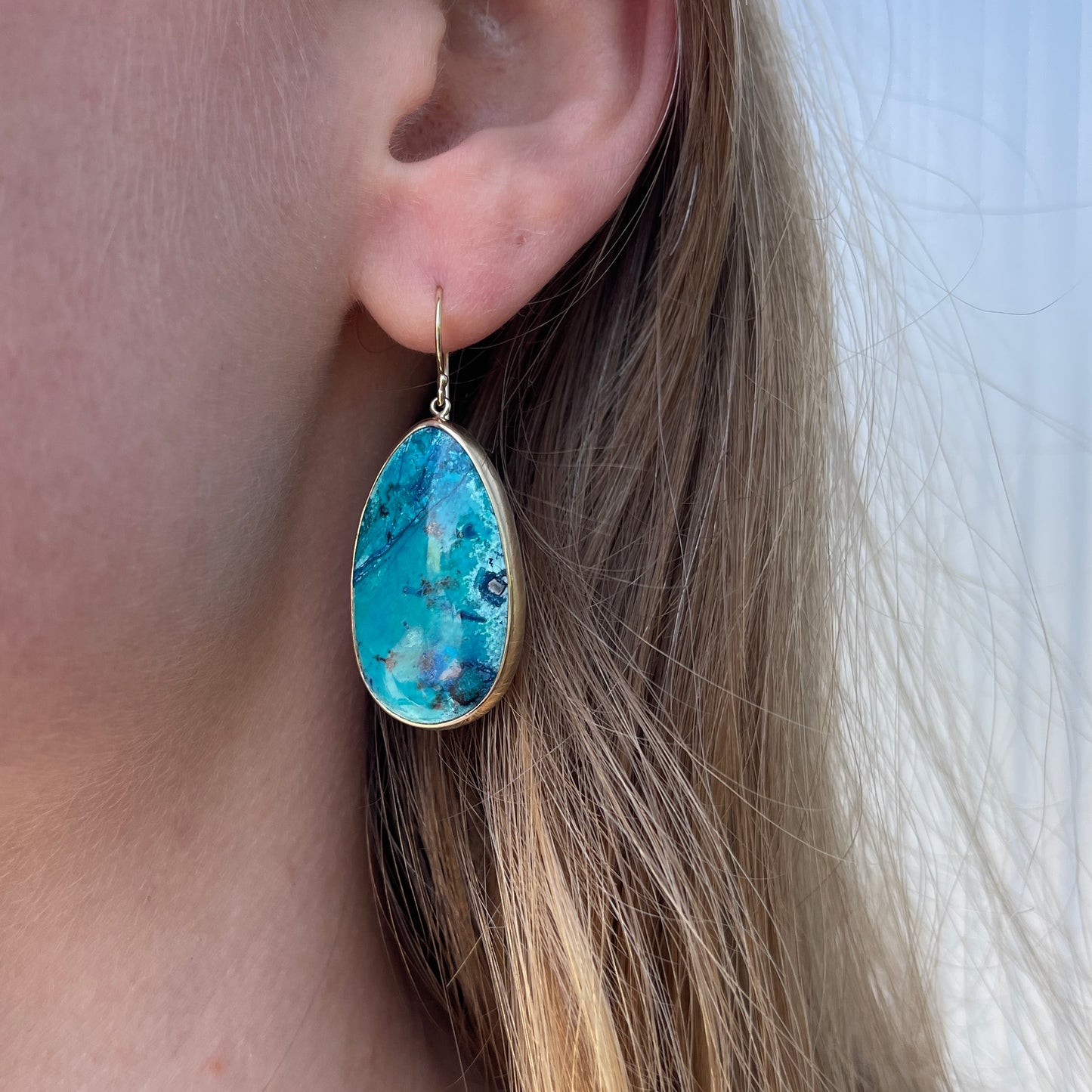 Sterling & 14K Gold Chrysocolla Earrings