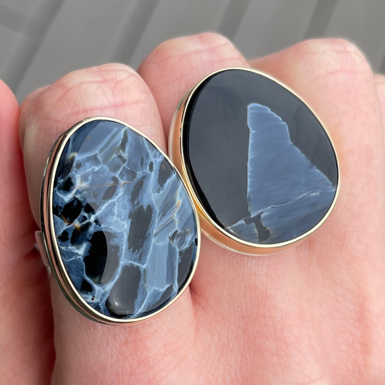 Sterling & 14K Gold Large Pietersite Ring