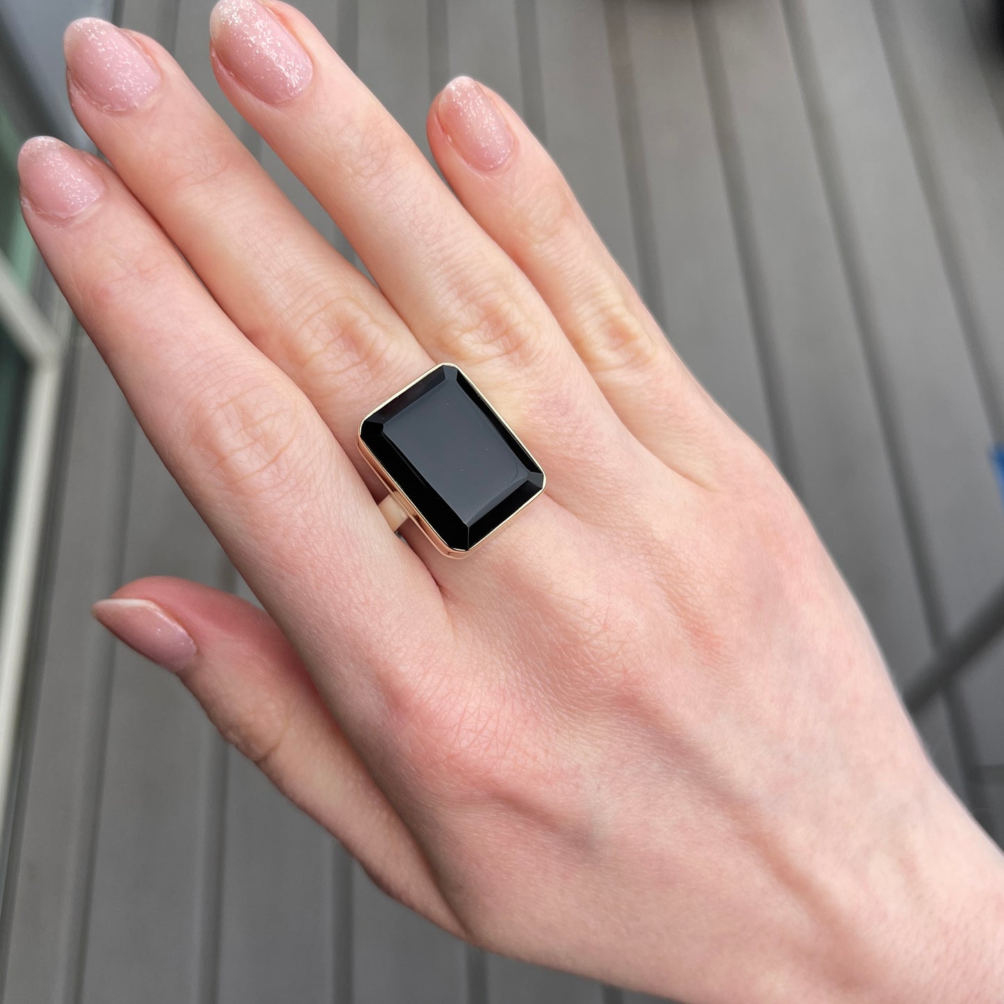 Sterling & 14K Gold Black Onyx Ring