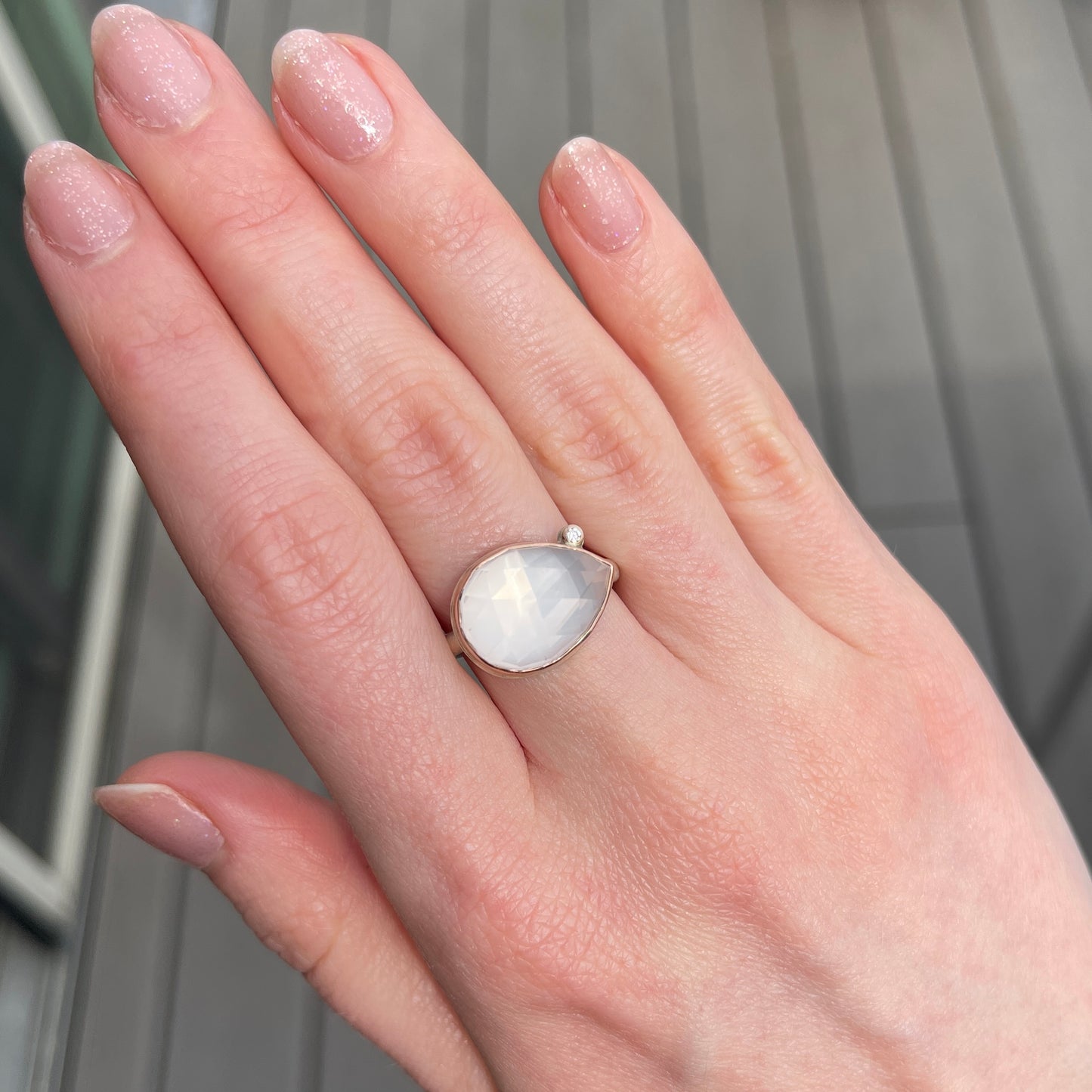 Sterling & 14K Rose Gold Rose Quartz & Diamond Ring