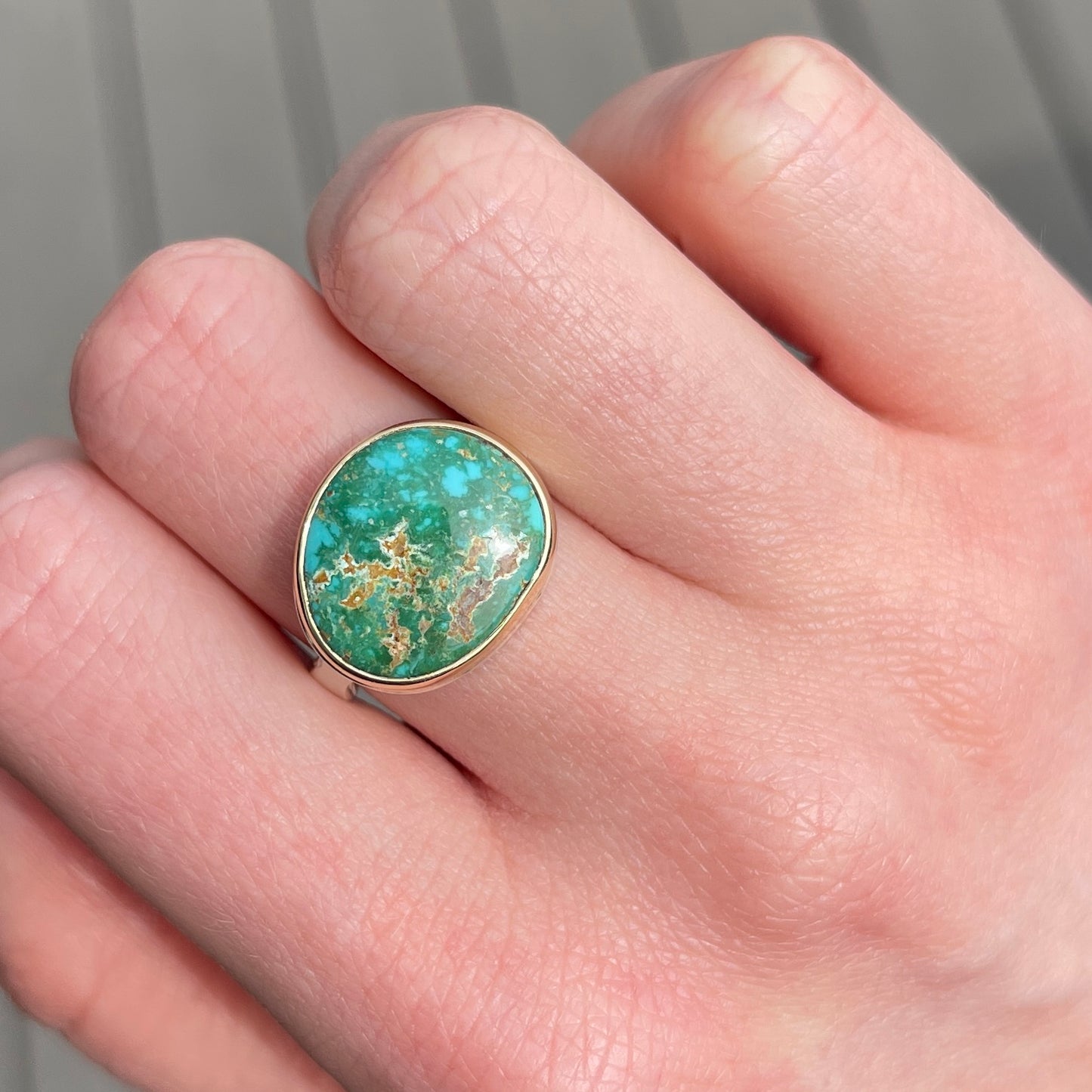 Sterling & 14K Gold Royston Turquoise Ring