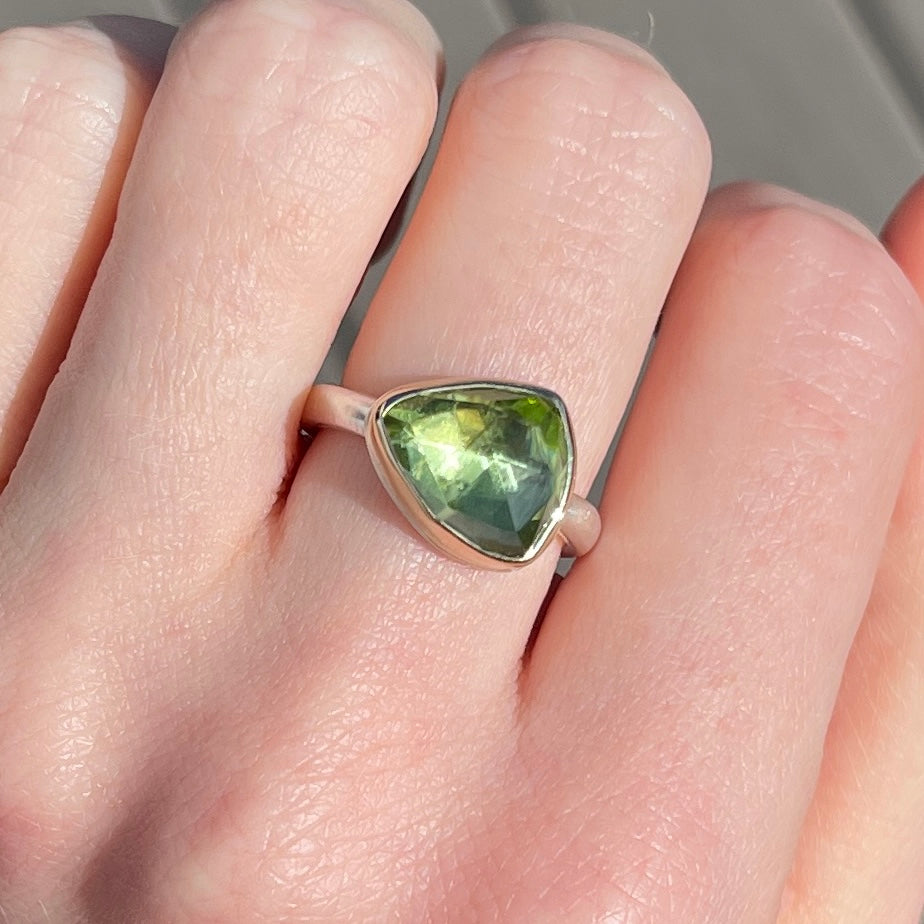 Sterling & 14K Gold Faceted Peridot Ring