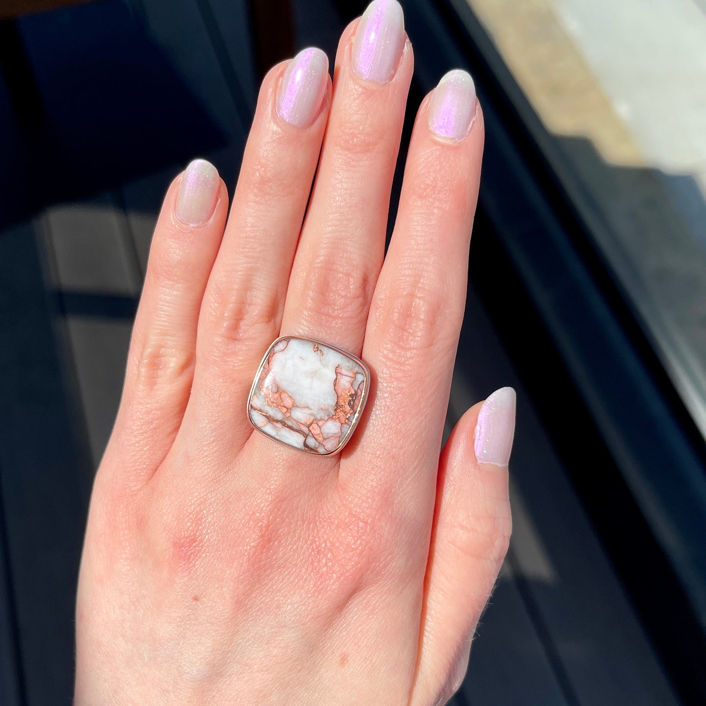 Sterling & 14K Gold Square Copper in Quartz Ring