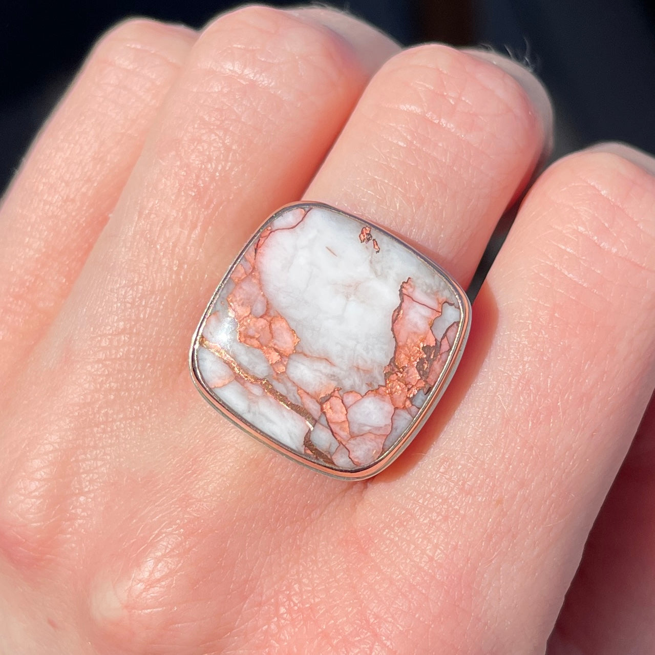 Sterling & 14K Gold Square Copper in Quartz Ring