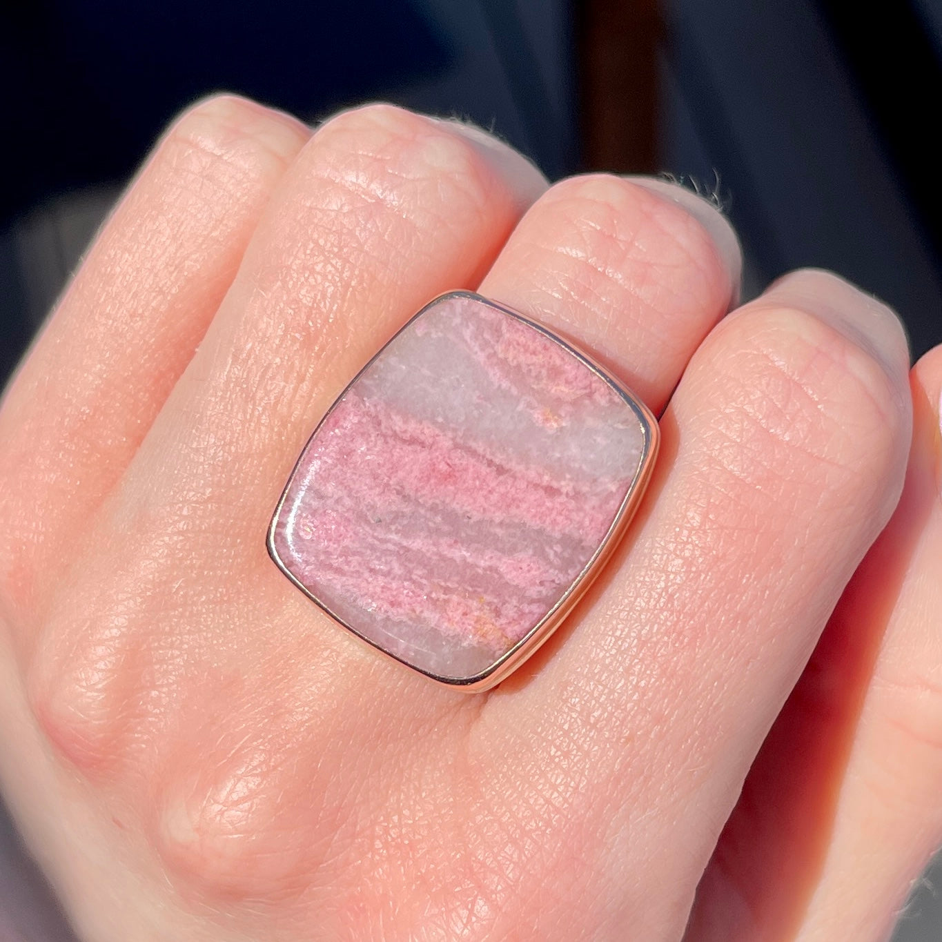 Sterling & 14K Gold Italian Rhodonite Ring