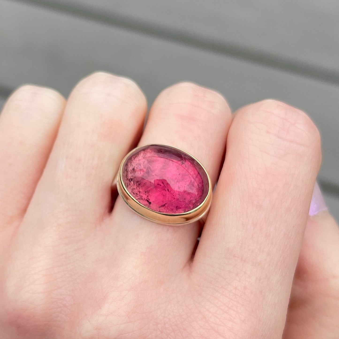Sterling & 14K Gold Oval Pink Tourmaline Ring