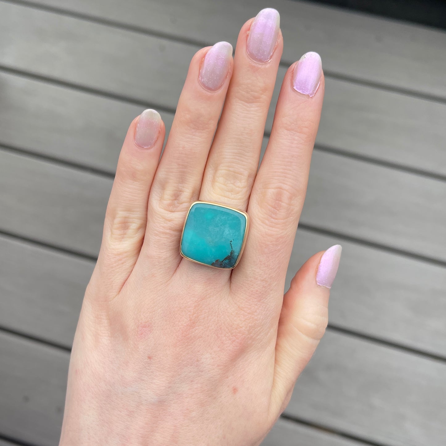 Sterling & 14K Gold Indonesian Blue Opal Ring