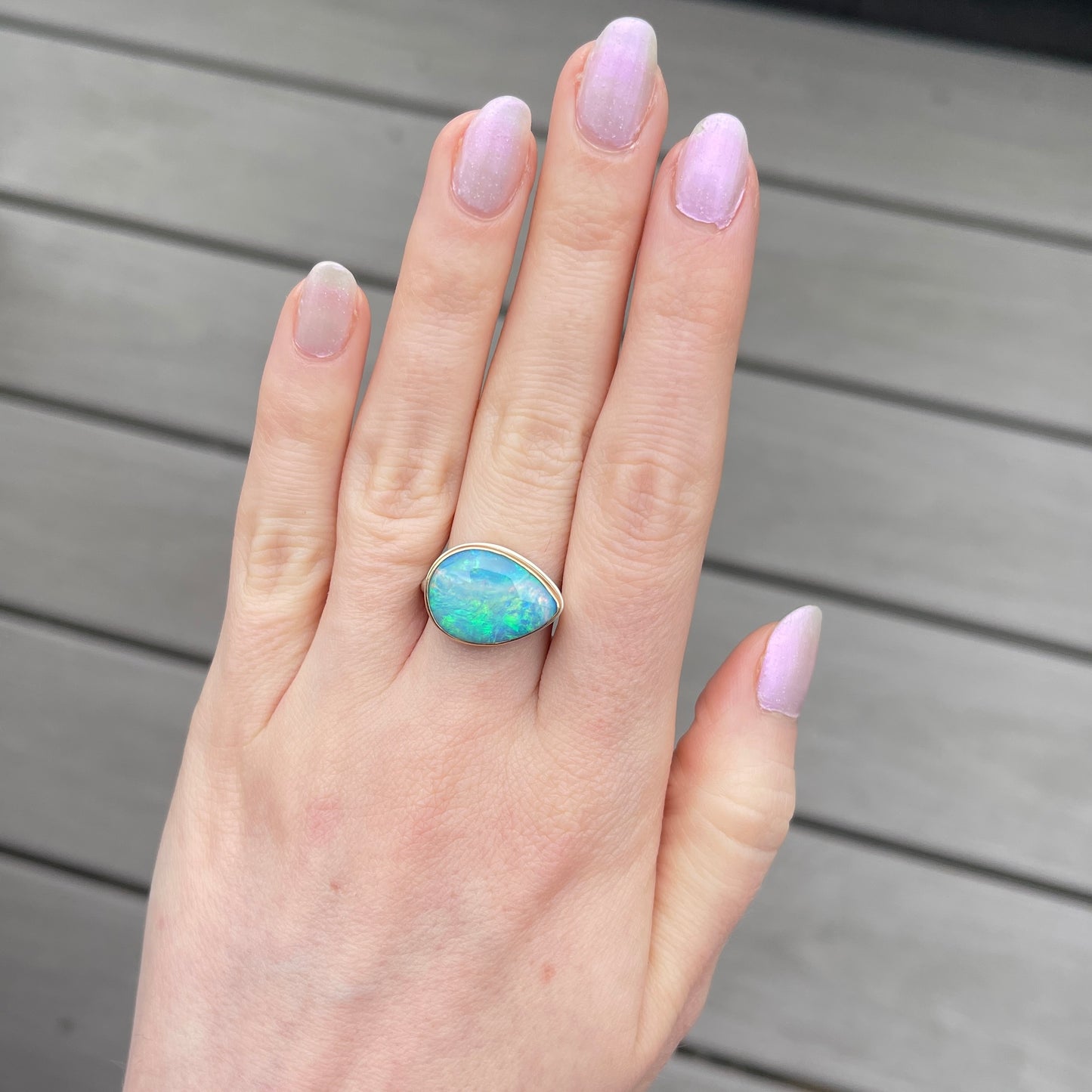 Sterling & 18K Gold Australian Opal Ring
