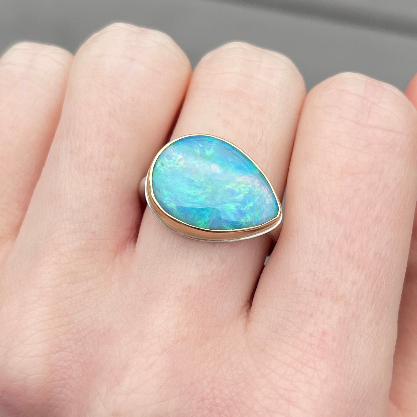 Sterling & 18K Gold Australian Opal Ring
