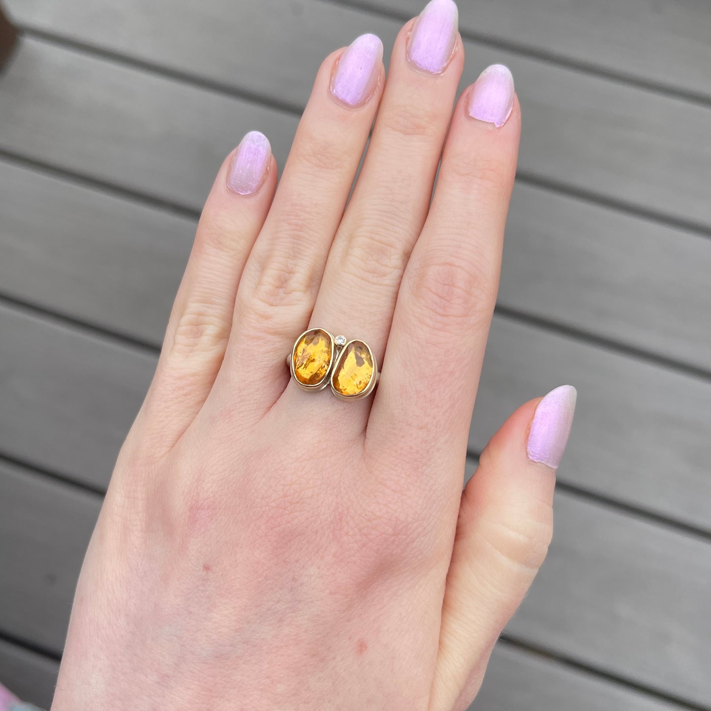 Sterling & 14K Gold Double Spessarite Ring