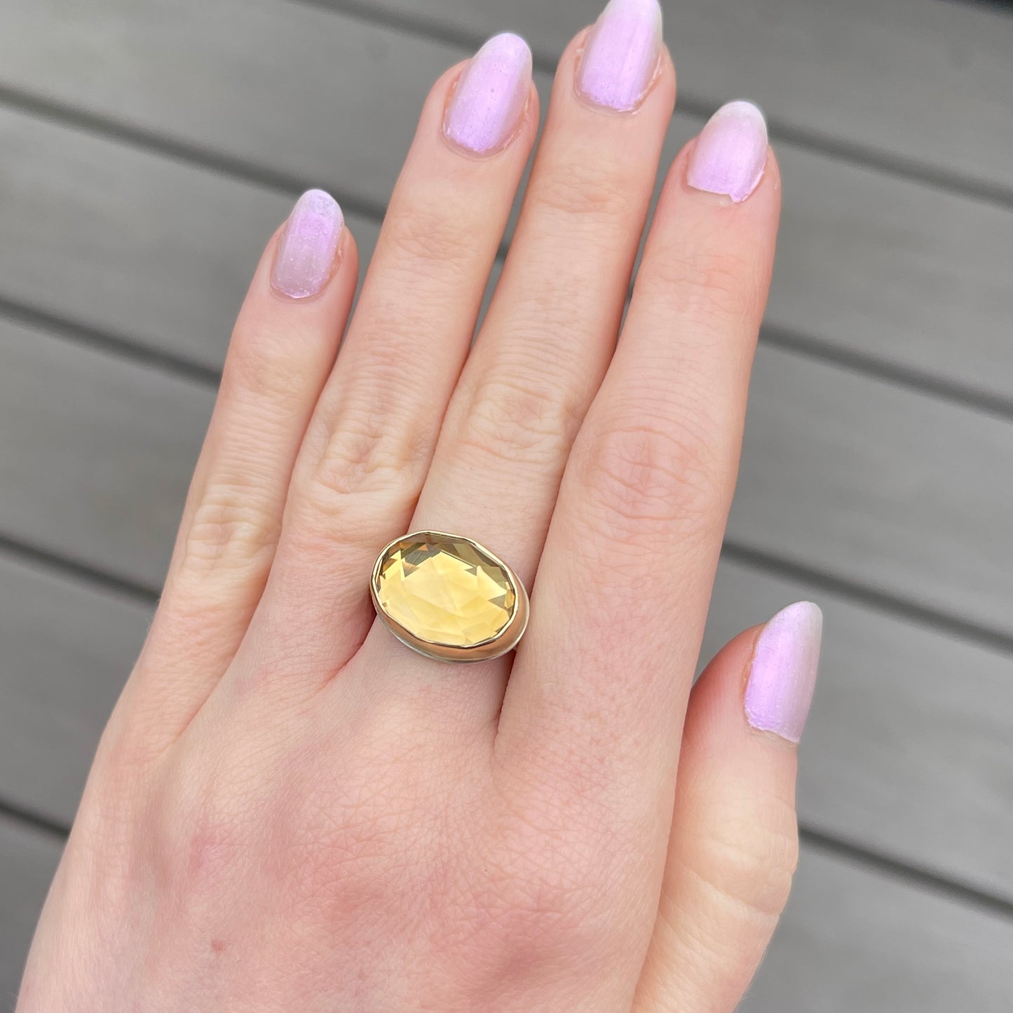Sterling & 14K Gold Oval Citrine Ring