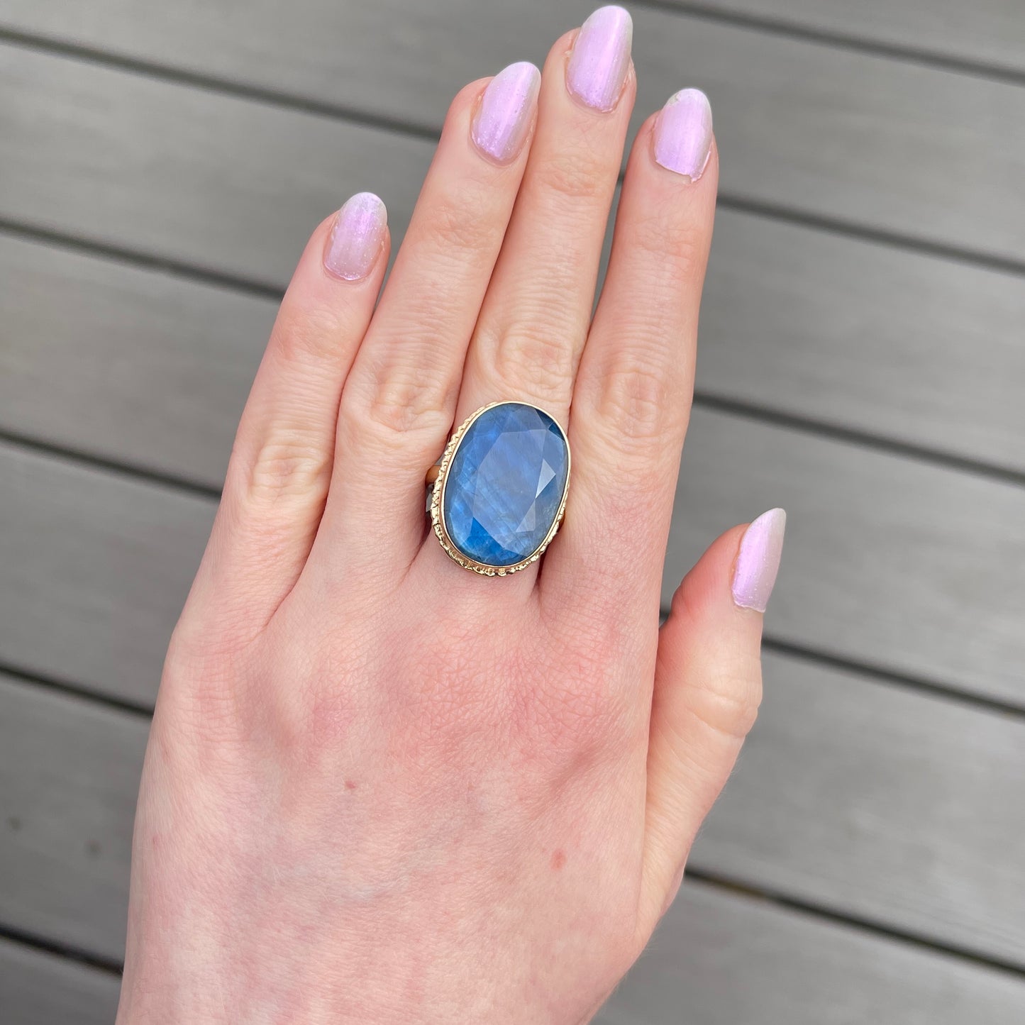 14K Gold Blue Sapphire Ring