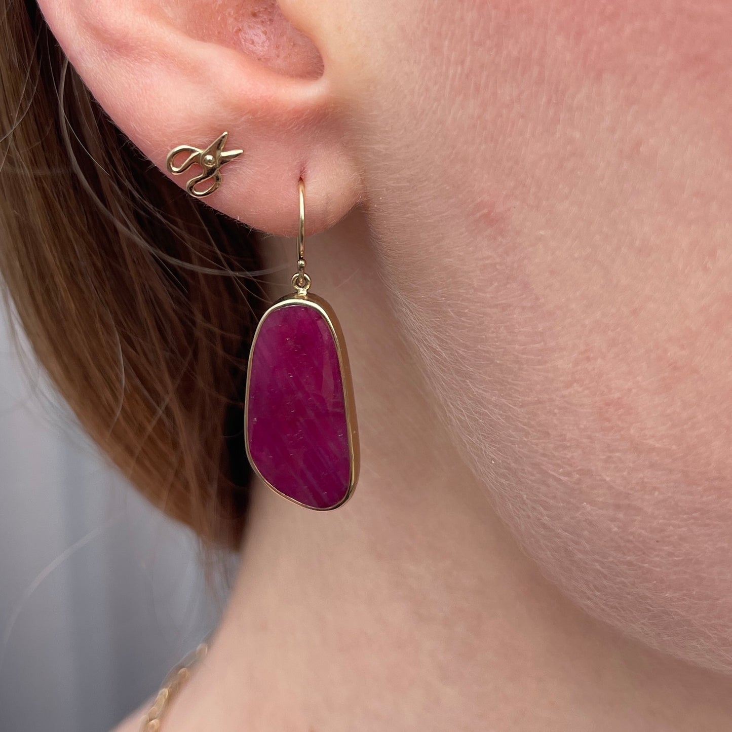 Sterling & 14K Gold Indian Ruby Earrings