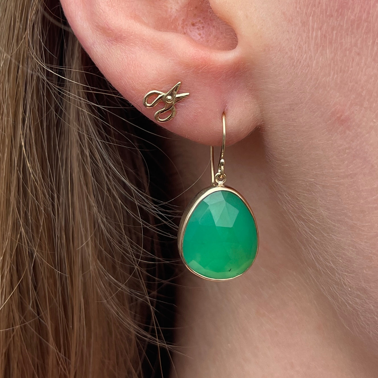 Sterling & 14K Gold Chrysoprase Earrings