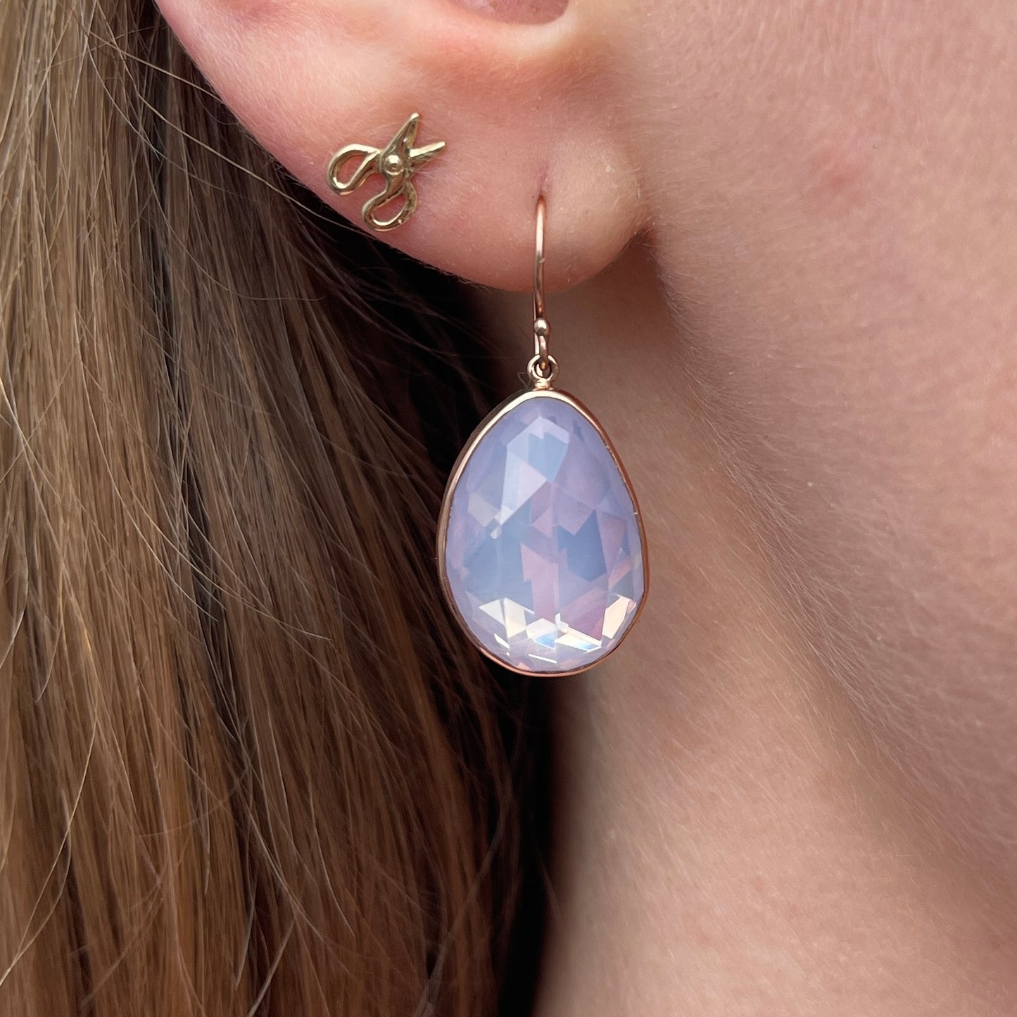 Sterling & 14K Rose Gold Lavender Amethyst Earrings