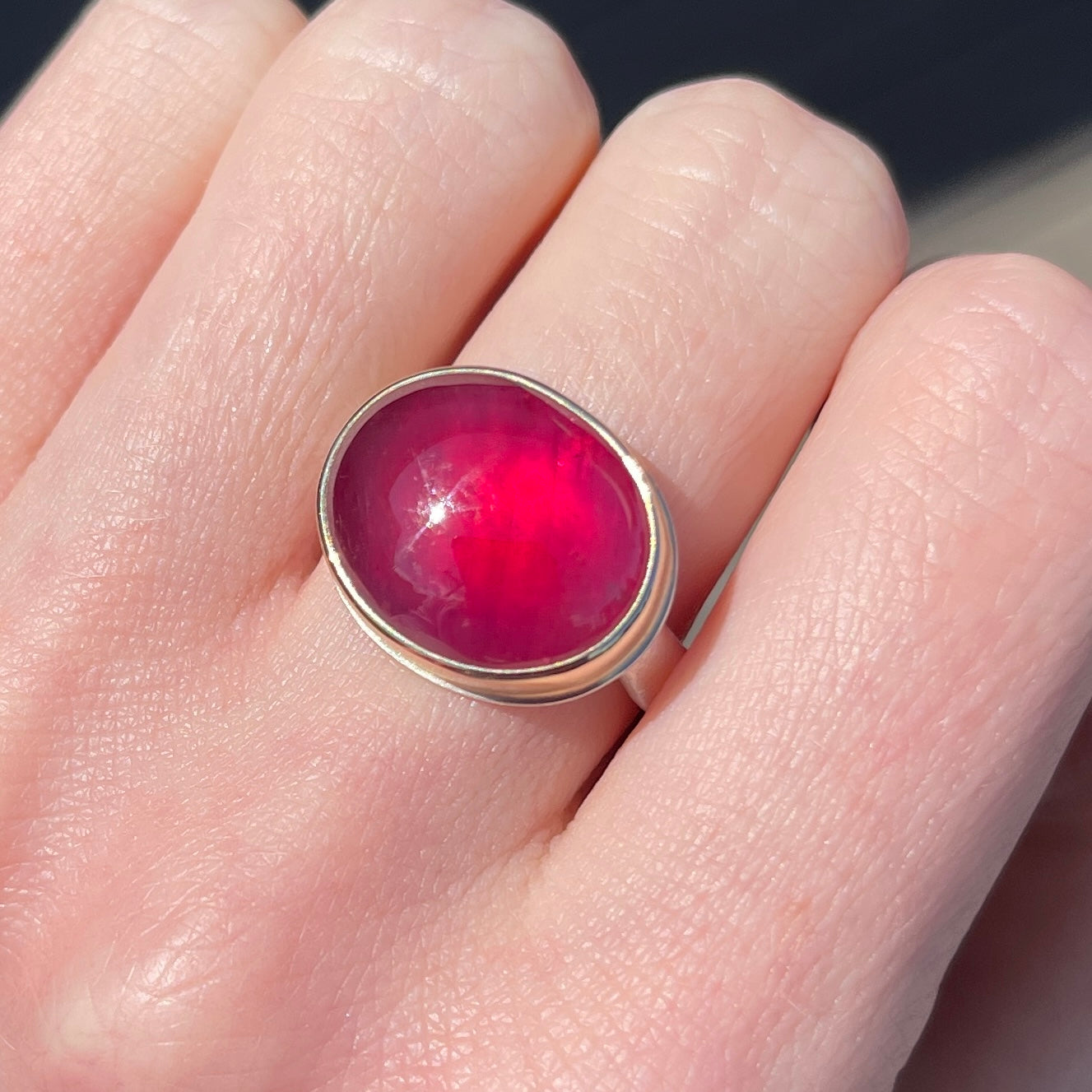 Sterling & 14K Gold Oval African Ruby Ring
