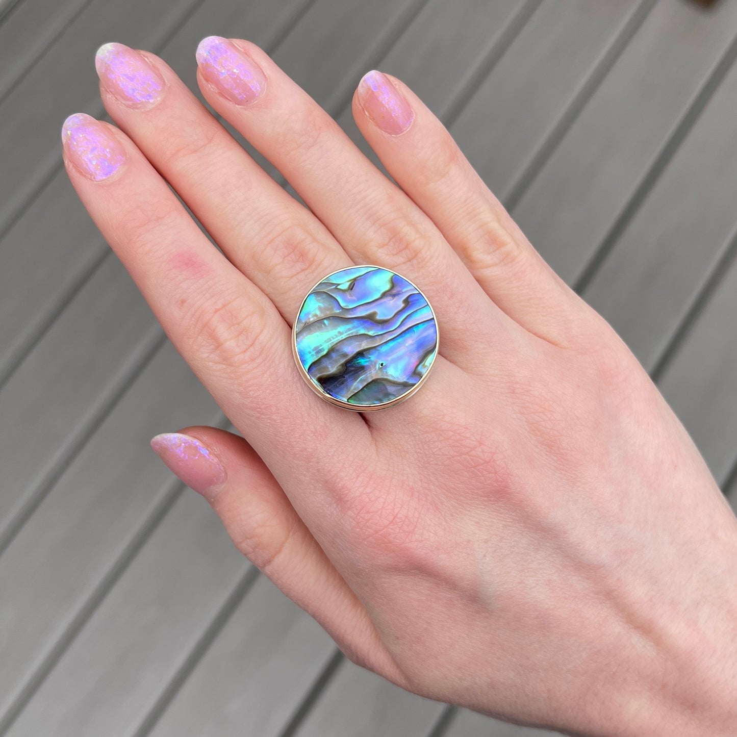 Sterling & 14K Gold Abalone Ring
