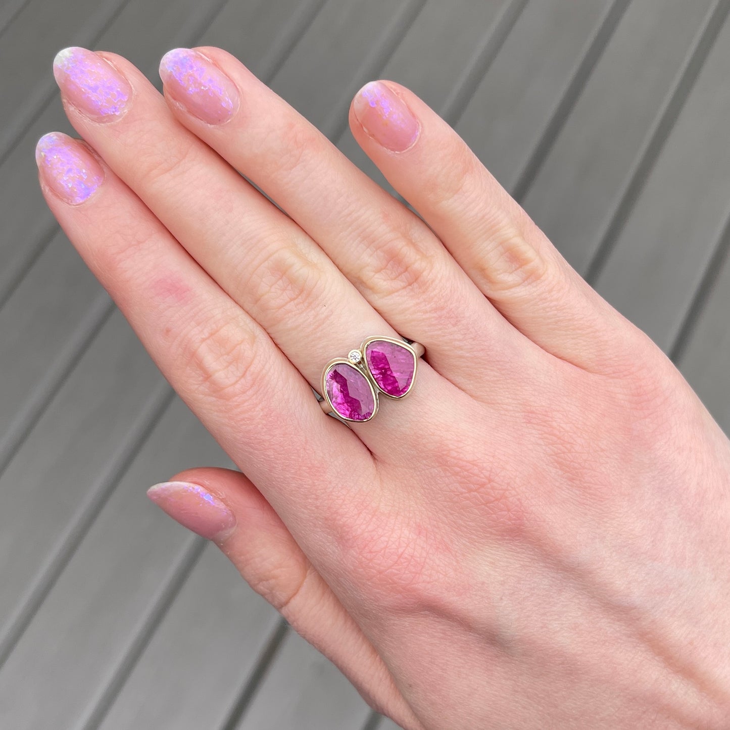 Sterling & 14K Gold Mozambique Ruby & Diamond Ring