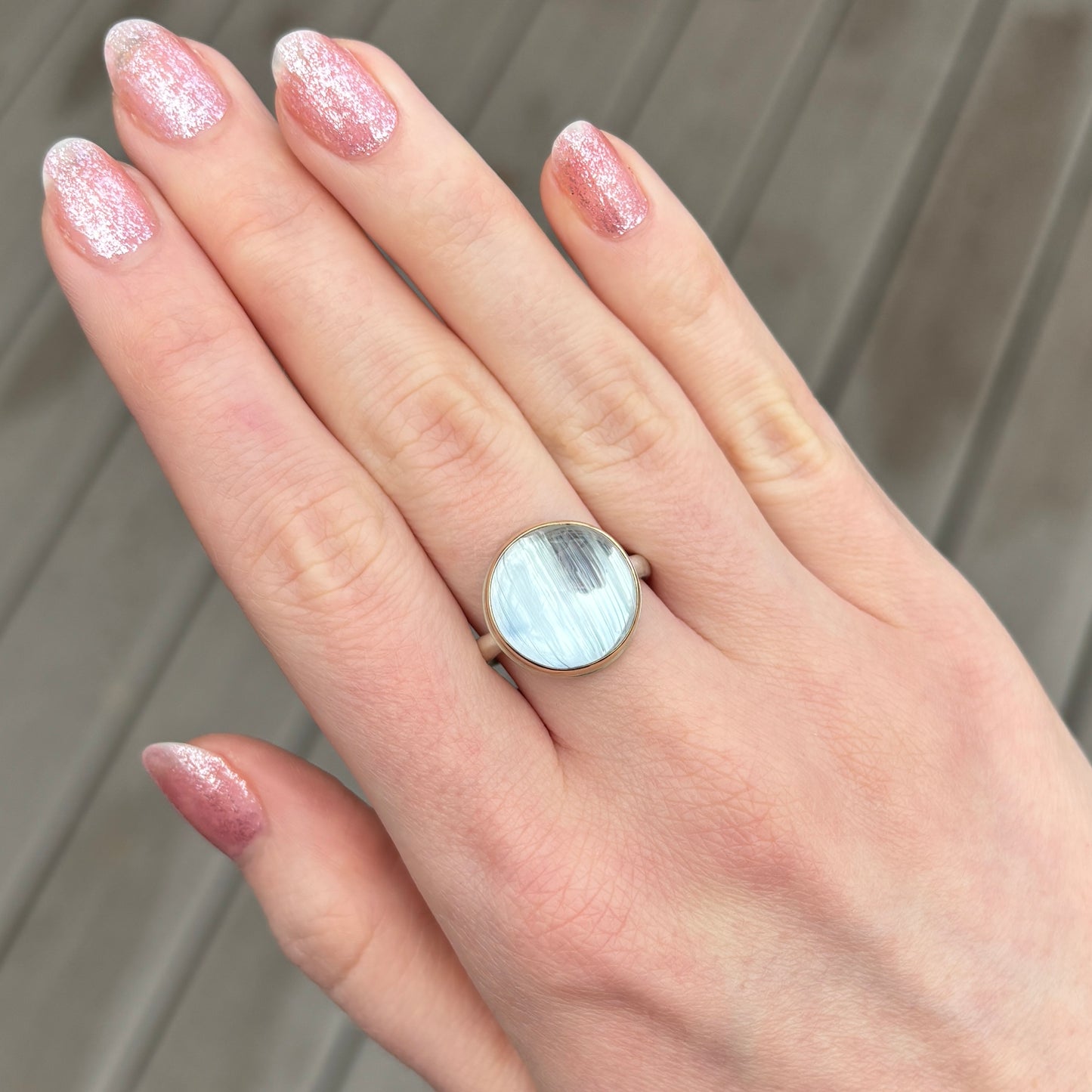 Sterling & 14K Gold Cat's Eye Topaz Ring