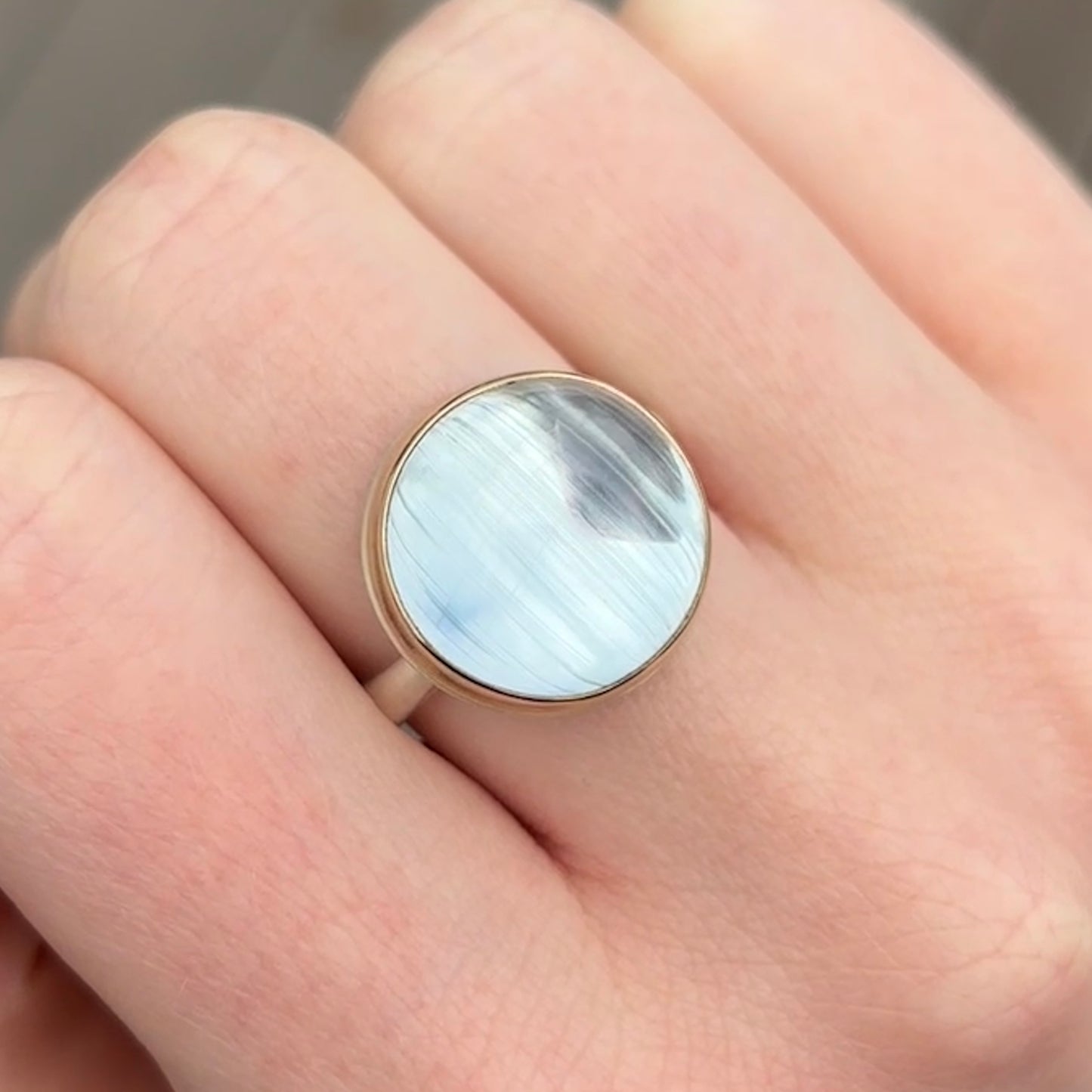 Sterling & 14K Gold Cat's Eye Topaz Ring
