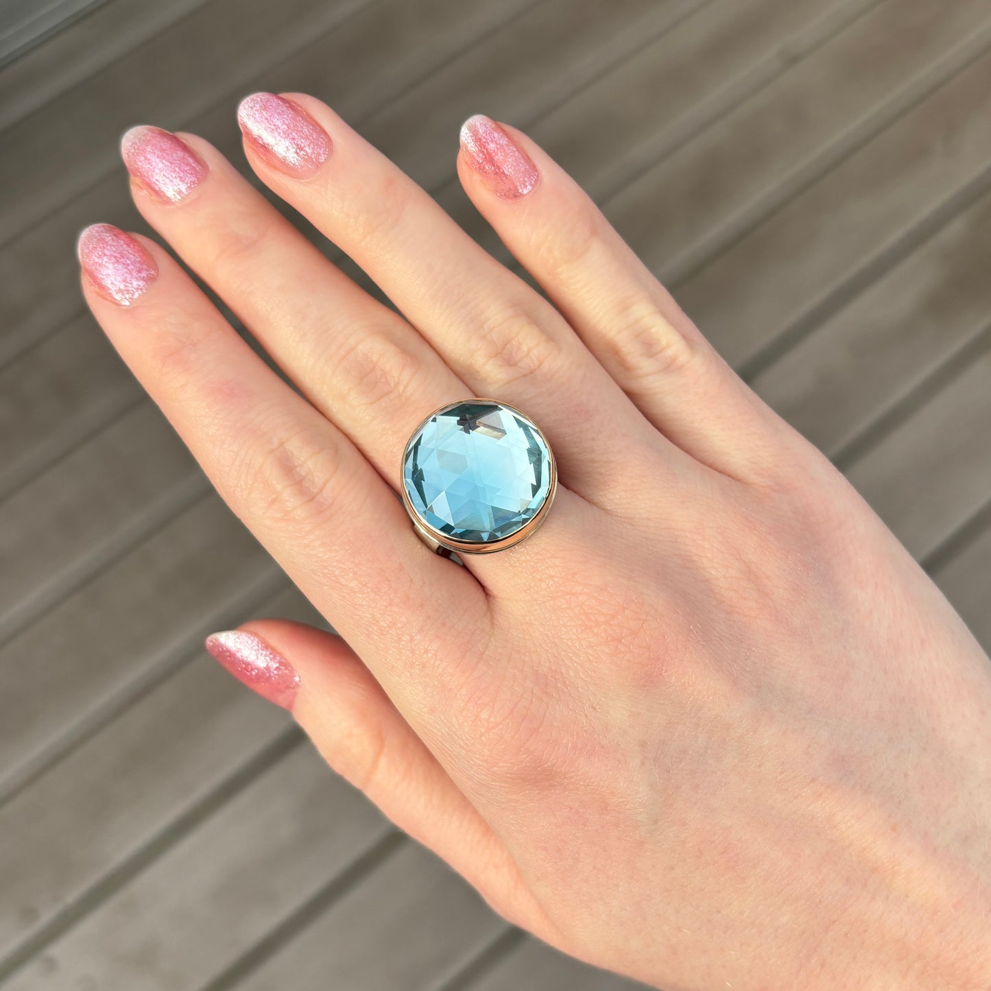 Sterling & 14K Gold Sky Blue Topaz Ring