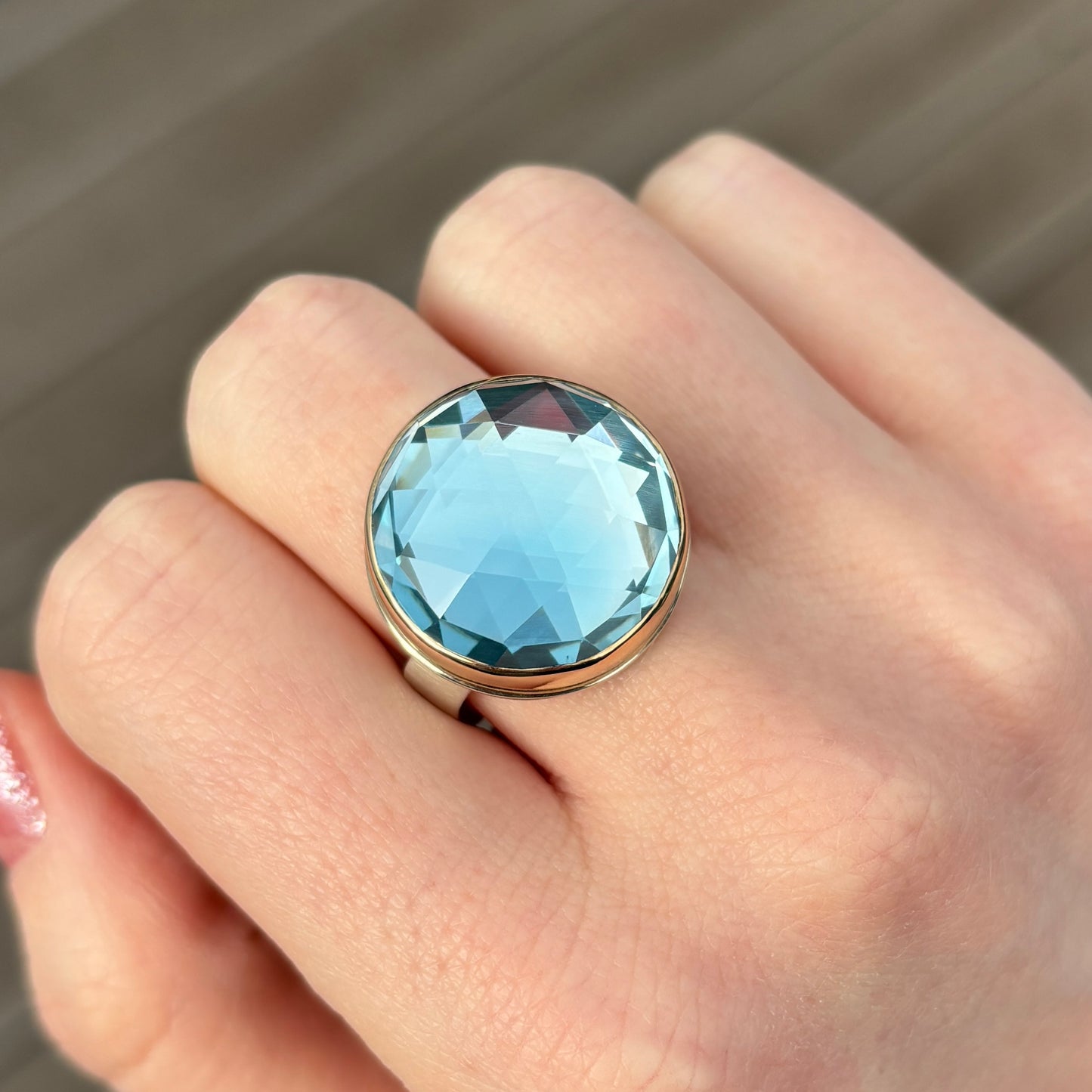 Sterling & 14K Gold Sky Blue Topaz Ring