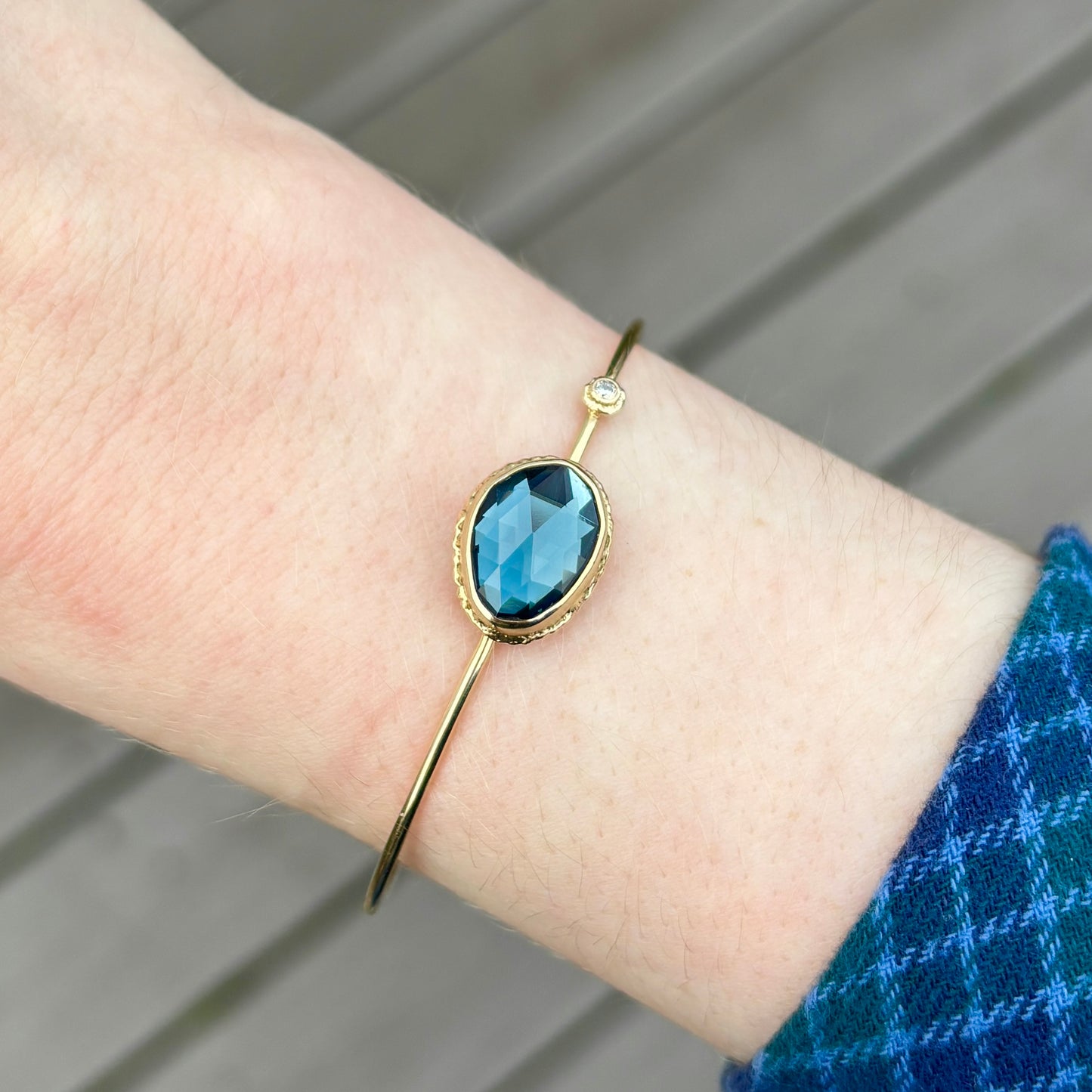 14K Gold London Blue Topaz & Diamond Bracelet